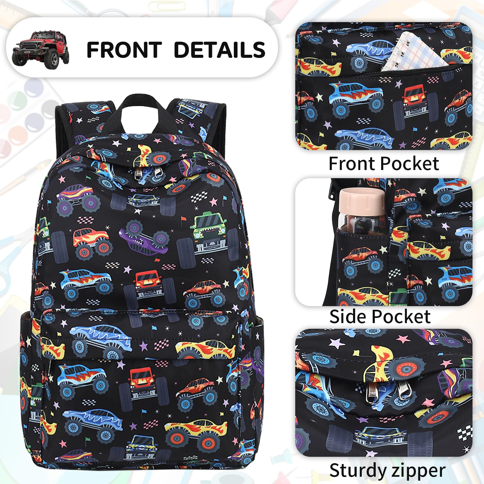 LEDAOU Kids Backpack for Boys & Girls - Lightweight Preschool & Kindergarten School Bookbag with Adjustable Chest Strap - Perfect for Daycare, Travel & Outdoor Adventures