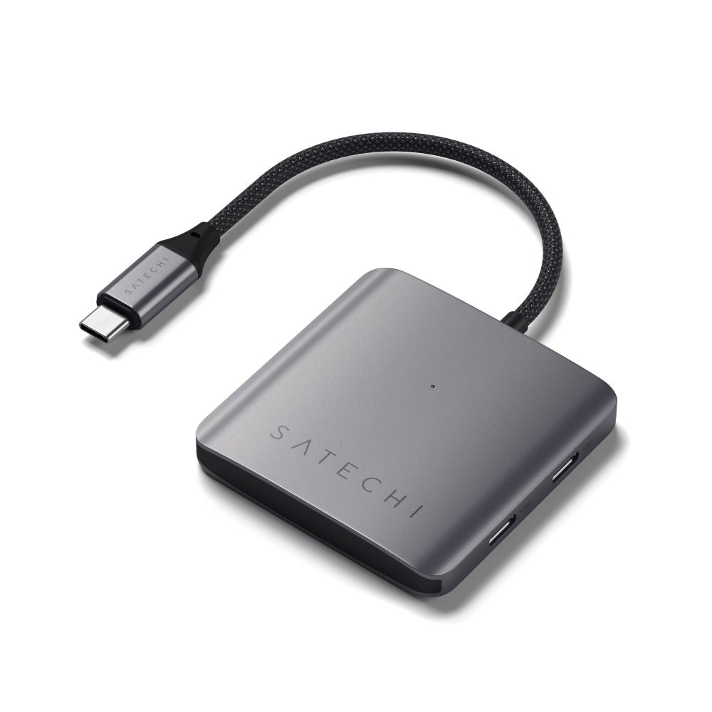 Satechi 4-Port USB C Hub with 100W Power Delivery - Compact USB-C Adapter for MacBook Pro/Air, iPad Pro, Dell XPS, Galaxy Book (Home Office, Travel, Workstation Setup)