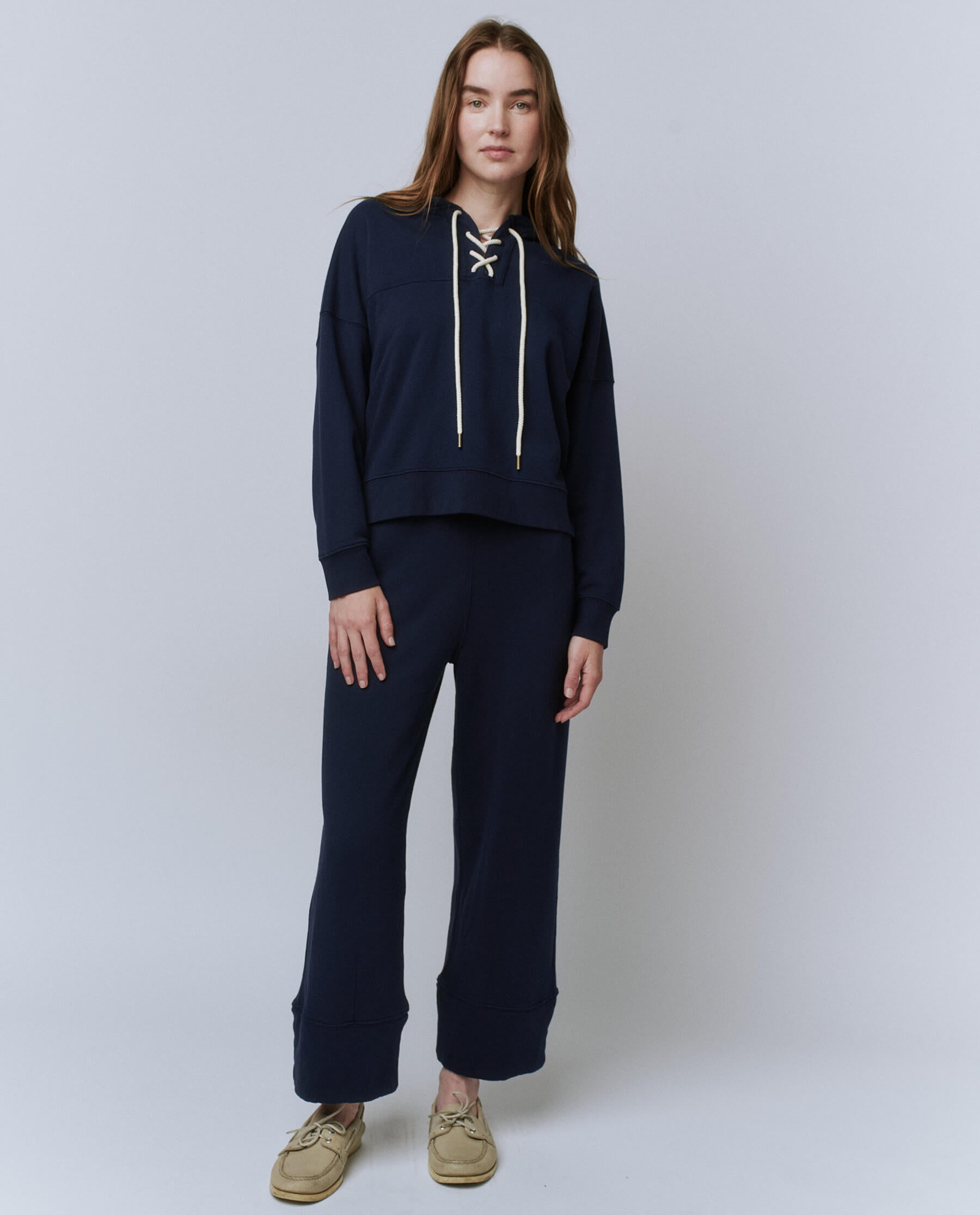 True Navy Lace Up Hoodie for Women & Men | Stylish & Comfortable Pullover Sweatshirt | Perfect for Casual Wear, Gym & Outdoor Activities
