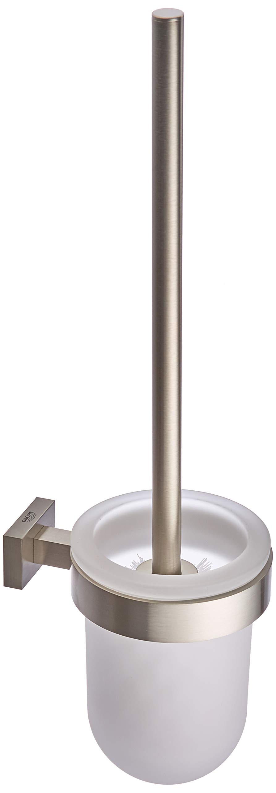 GROHE 40513DC1 Essentials Cube Toilet Brush Set with Supersteel - Modern Bathroom Cleaning Tool for Hygiene & Convenience
