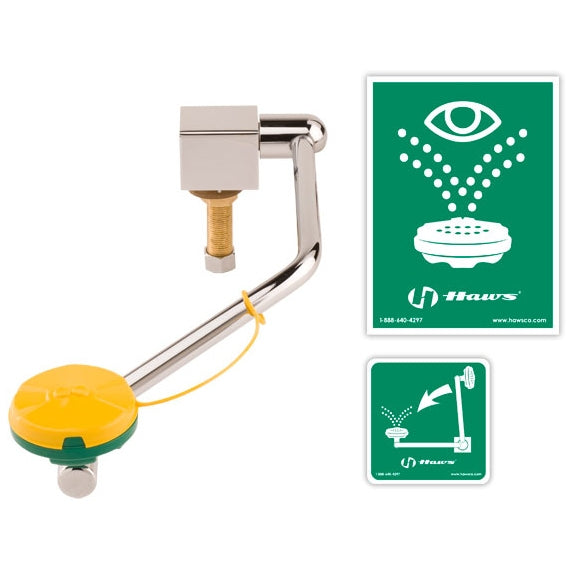 Haws 7610 Barrier Free Swing Down Eyewash Station - ANSI Compliant Emergency Eye Wash for Laboratories & Industrial Safety Use