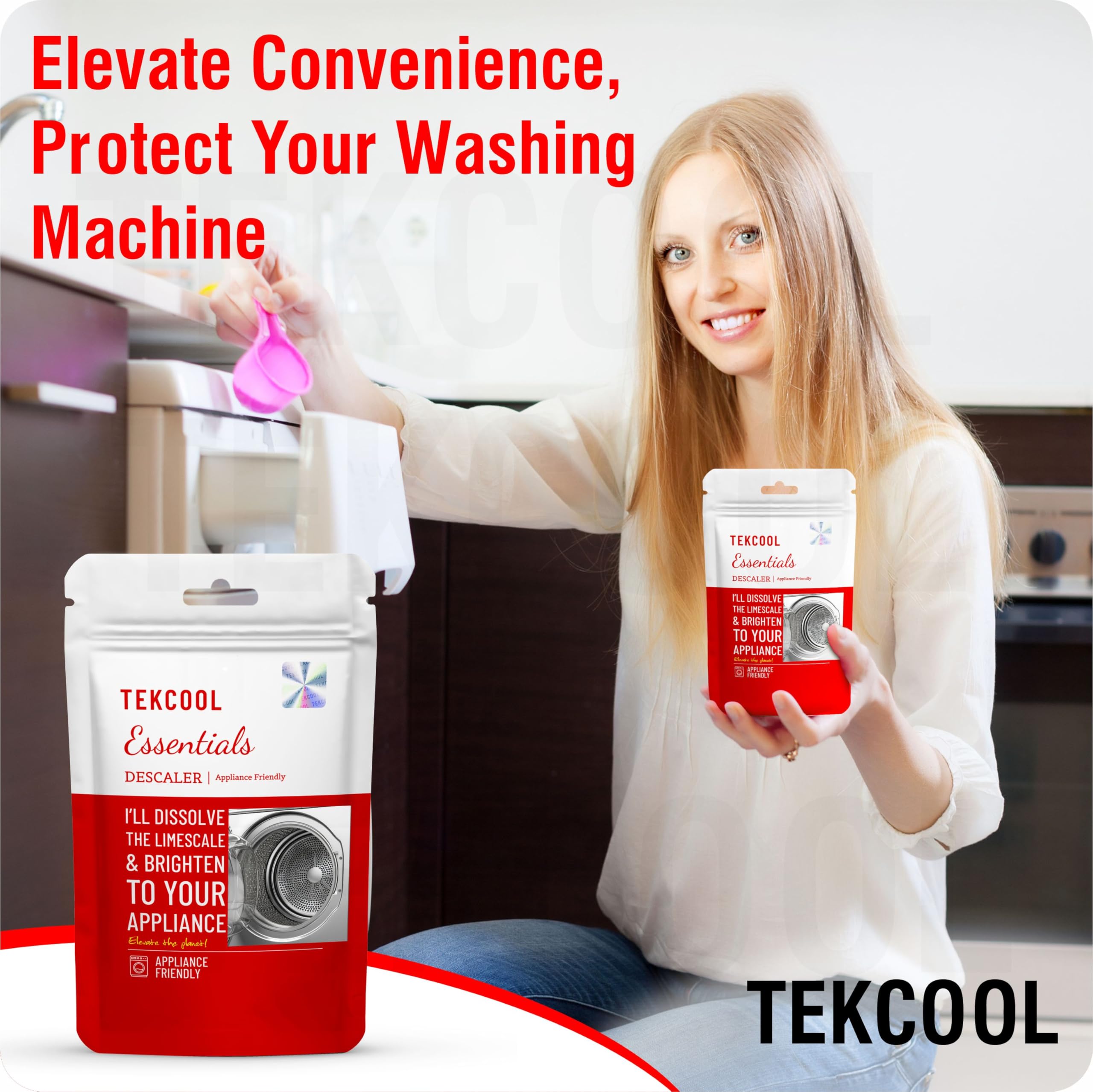 Washing Machine Cleaner & Descaler Powder - Front Load & Top Load Washer Detergent, Deep Cleaning & Descaling Formula (100g x 4 Pack) - Eliminate Odors, Remove Mold & Residue for Fresh Laundry