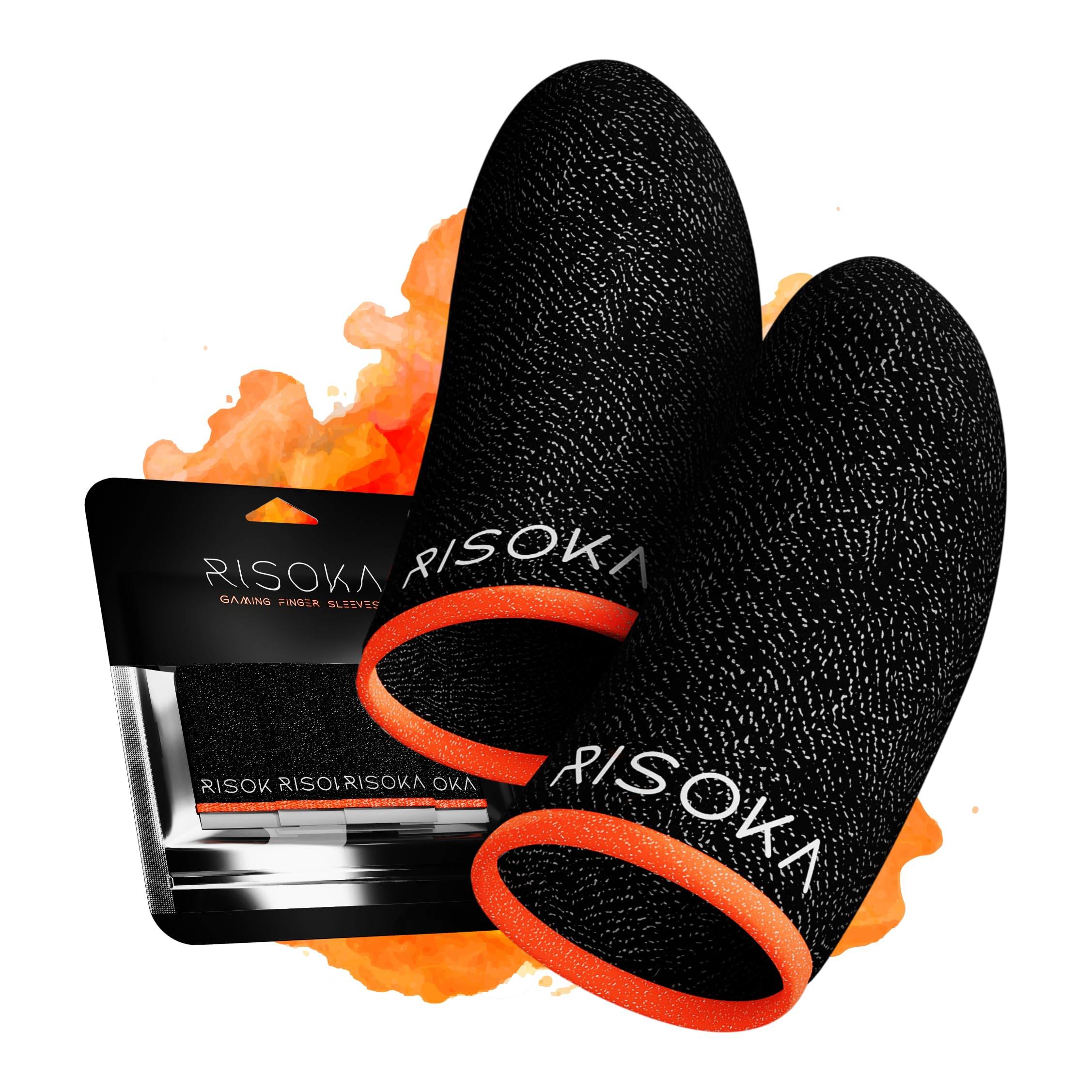 RISOKA 10-Pack Gaming Finger Sleeves for Mobile Gaming - PUBG Mobile, Call of Duty & Fortnite - Anti-Sweat Touchscreen Thumb Gloves - Perfect for Esports, Live Streaming & Competitive Gaming