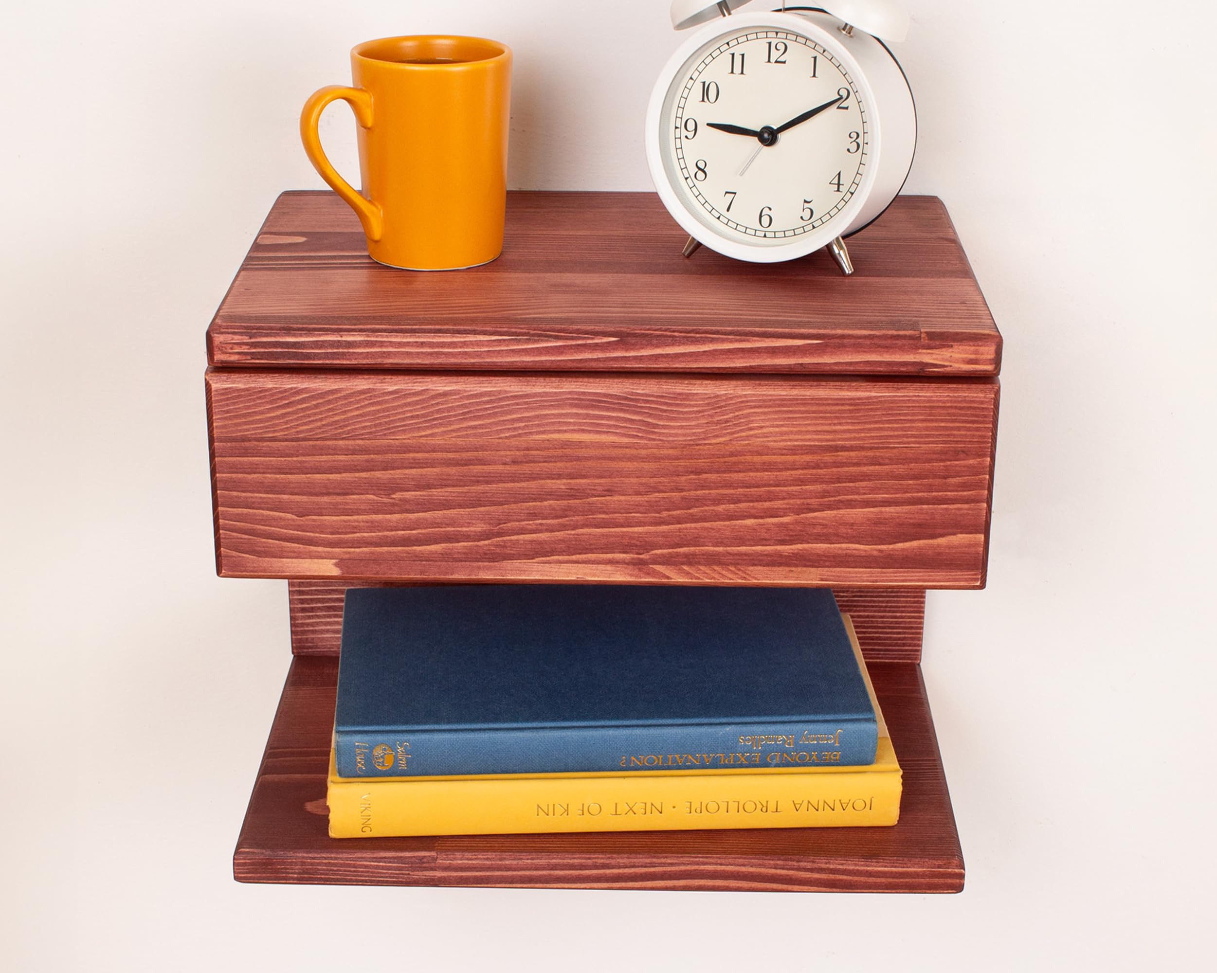 Floating Nightstand with Storage Drawer - Handmade Wood Bedside Table, Wall Mounted End Table for Small Spaces - Perfect for Bedroom, Living Room & Apartment Decor