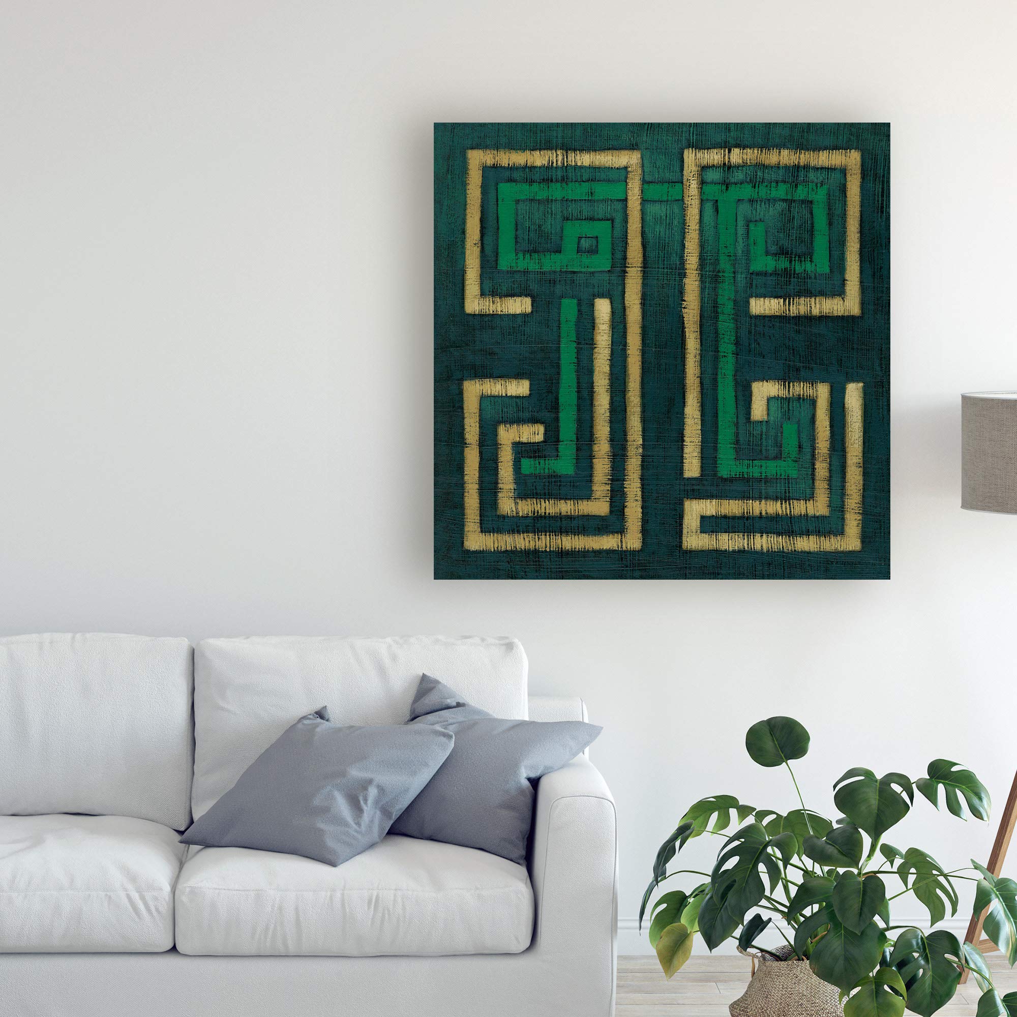 Trademark Fine Art - 18x18 Emerald Diversion I Canvas Print by Chariklia Zarris - Modern Abstract Wall Art for Living Room, Bedroom & Office Decor