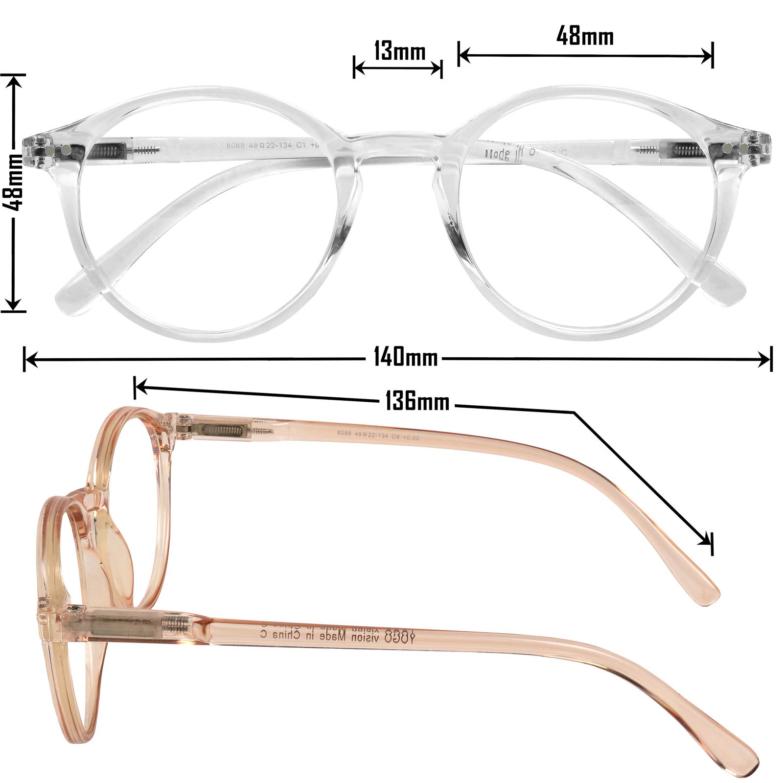 Blue Light Blocking Glasses for Men & Women - Anti Eyestrain Computer Glasses with Round Frame - Reduce Digital Eye Fatigue for Office Work, Gaming & Screen Time