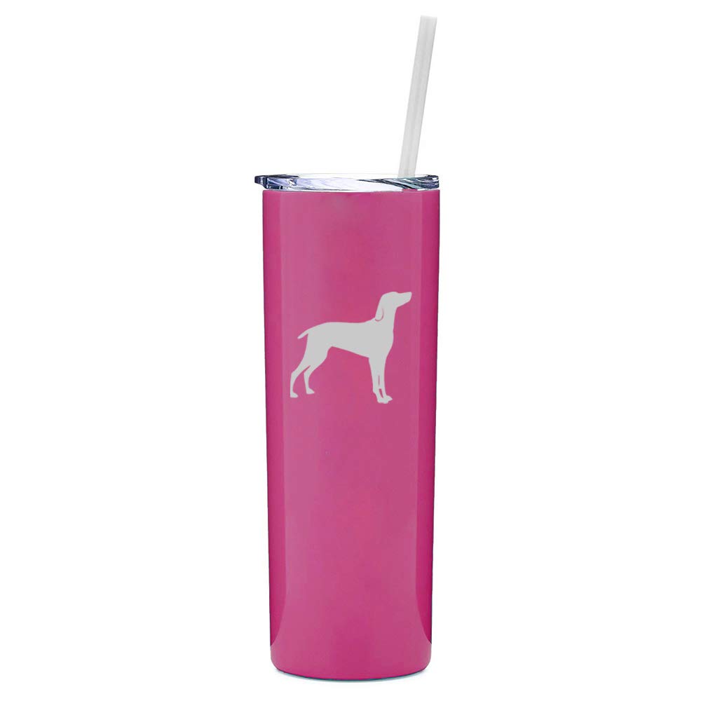 20 oz Skinny Tall Stainless Steel Vacuum Insulated Tumbler with Straw - Weimaraner Design in Hot Pink | Leakproof Travel Mug for Coffee, Tea & Cold Drinks | Perfect for Office, Gym & Outdoor Activities