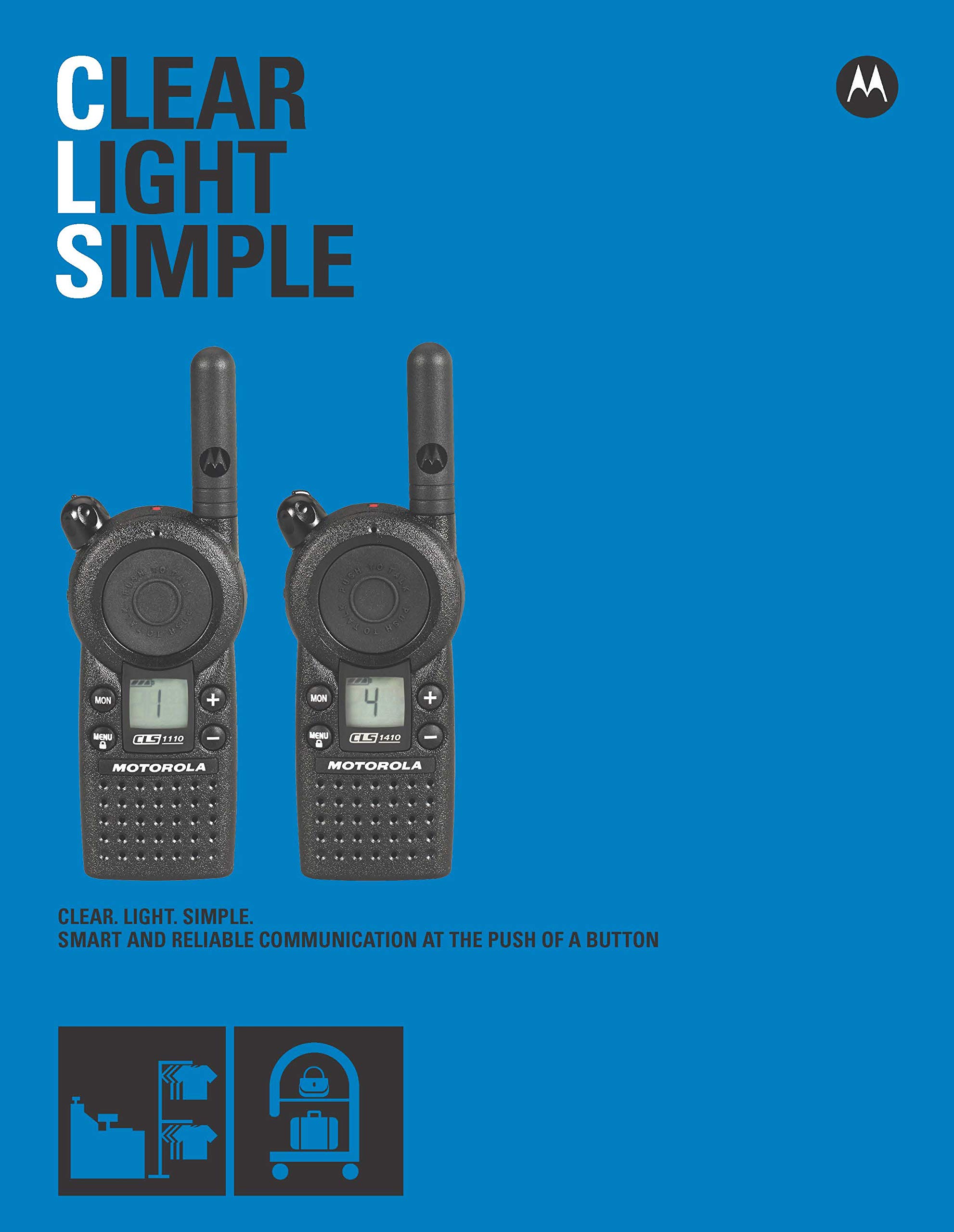 Motorola CLS1410 Two-Way Radio Walkie Talkies - Long Range 22-Mile Communication with Included Headsets - Perfect for Construction, Events & Outdoor Adventures