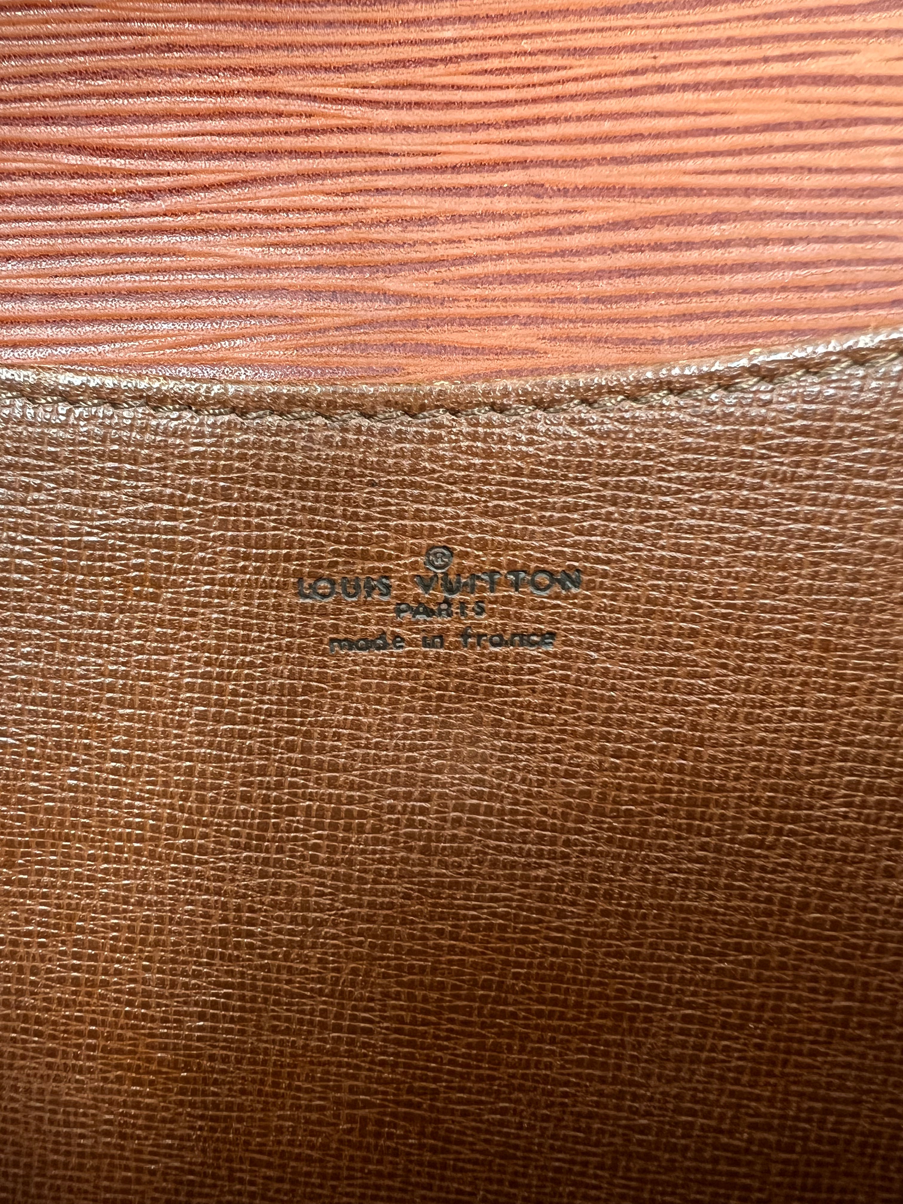 Authentic Louis Vuitton Vintage Epi Leather Montaigne 20 Clutch Bag - Tan Brown Crossbody Purse for Women, Perfect for Date Night & Evening Events