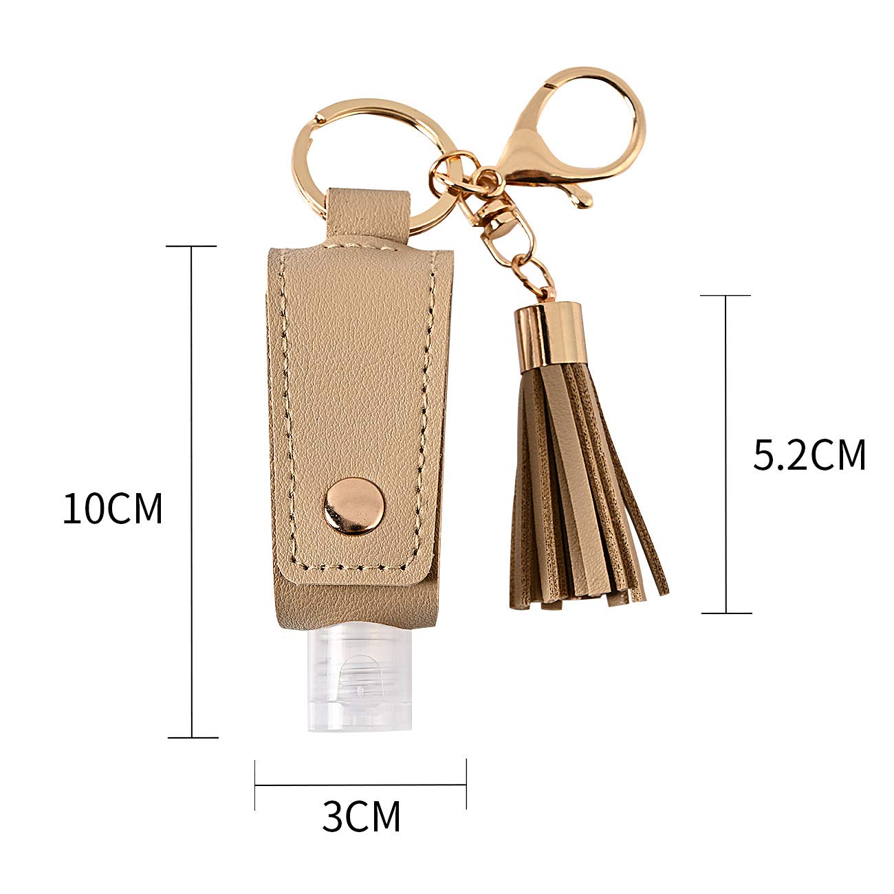 HSYHERE Portable Hand Sanitizer Keychain - 2oz Travel Size Refillable Bottle with PU Leather Tassel - Multi-Purpose Key Ring for Car Keys, Purse, Backpack - Perfect for Travel, Office, Gym & Daily Hygiene