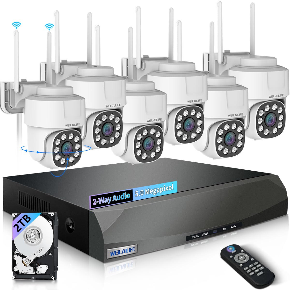 Auto Tracking & 2-Way Audio Outdoor Wireless Security Camera System - WiFi PTZ Home Surveillance with Night Vision | Ideal for Backyard, Garage & Business Security Monitoring