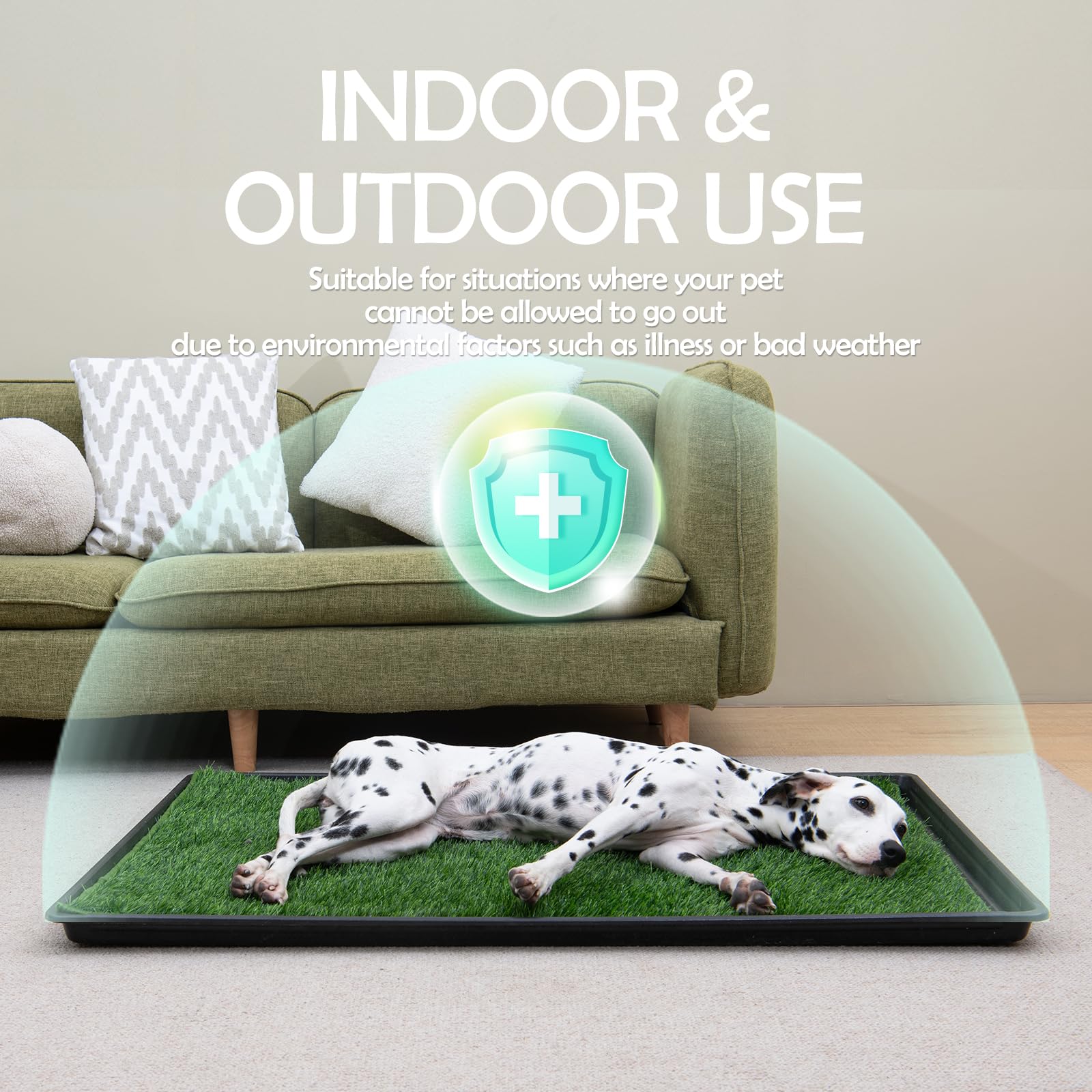 Meexpaws Extra Large 45x34 Inch Dog Grass Pee Pads with Tray - 2 Pack Artificial Grass Replacement Pads for Dogs | Fast Drainage Indoor Puppy Potty Training System | Perfect for Apartments, Crate Training & Housebreaking