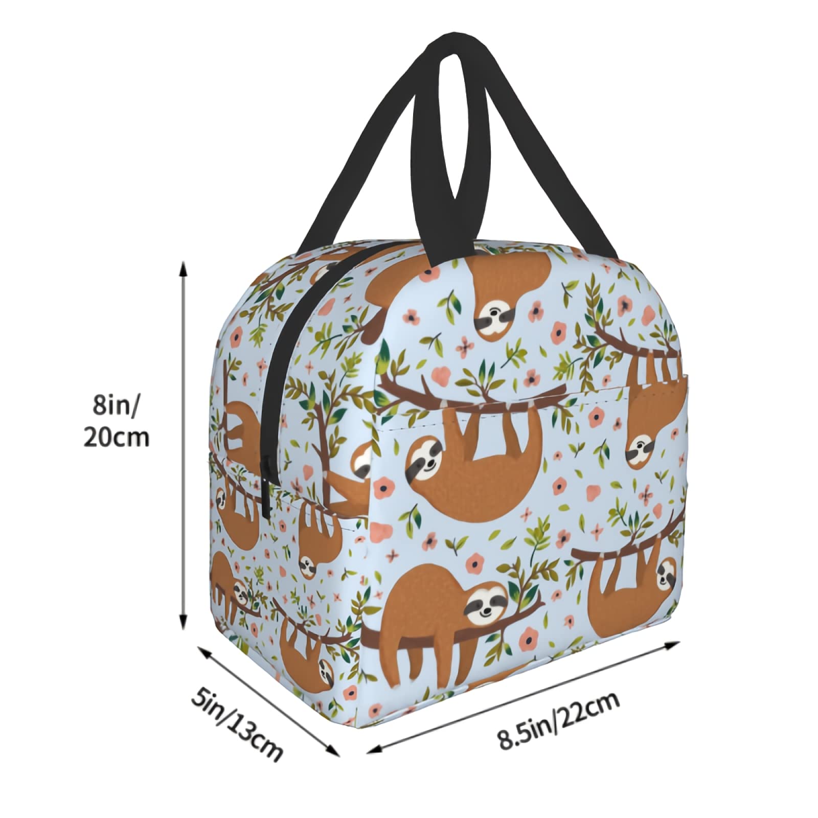 Insulated Sloth Lunch Box for Kids & Teens - Cute Cartoon Animal Design with Flowers & Trees, Bento Tote Bag for School, Work, Travel | Perfect for Women, Men & Back to School Supplies