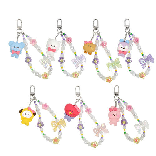 BT21 MINI Beads Strap Keychain - Cute & Lovely Korean Character Keyring for Bags, Backpacks & Gifts | K-Pop BTS Merch Accessories for Fans