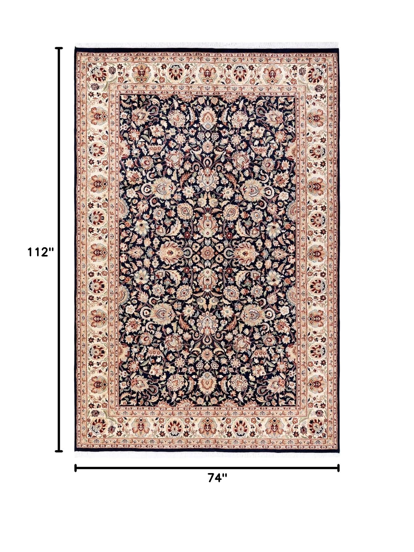 Handmade Blue Oriental Mogul Wool Area Rug 6x9 - Traditional Hand-Knotted One-of-a-Kind Design for Living Room, Bedroom & Home Decor