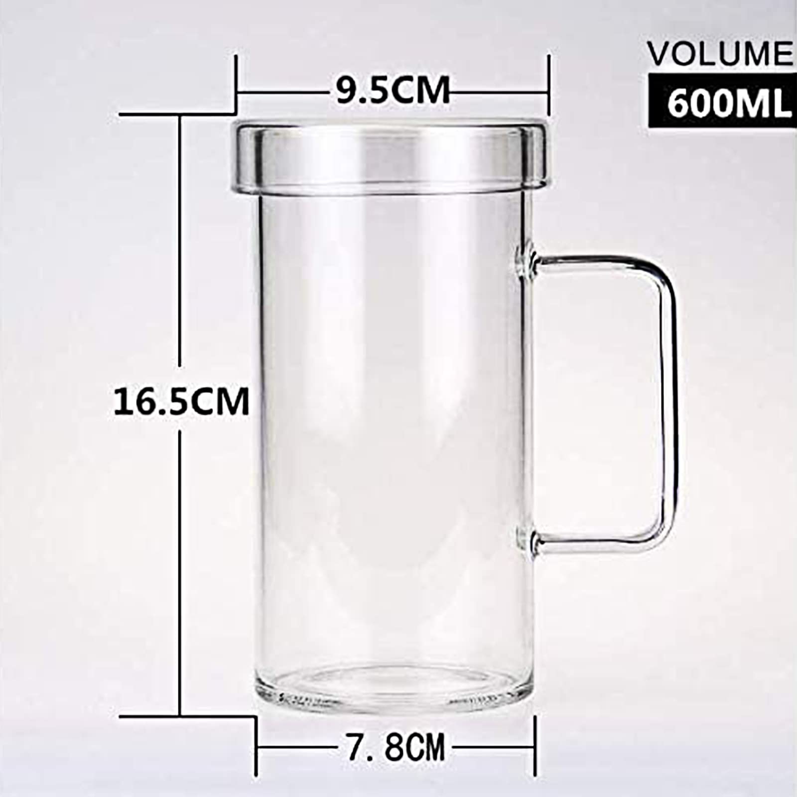 Premium 20oz Borosilicate Glass Coffee Mug with Glass Lid - Large Capacity Tea Cup for Hot & Cold Drinks - Perfect for Reading, Office, and Home Use