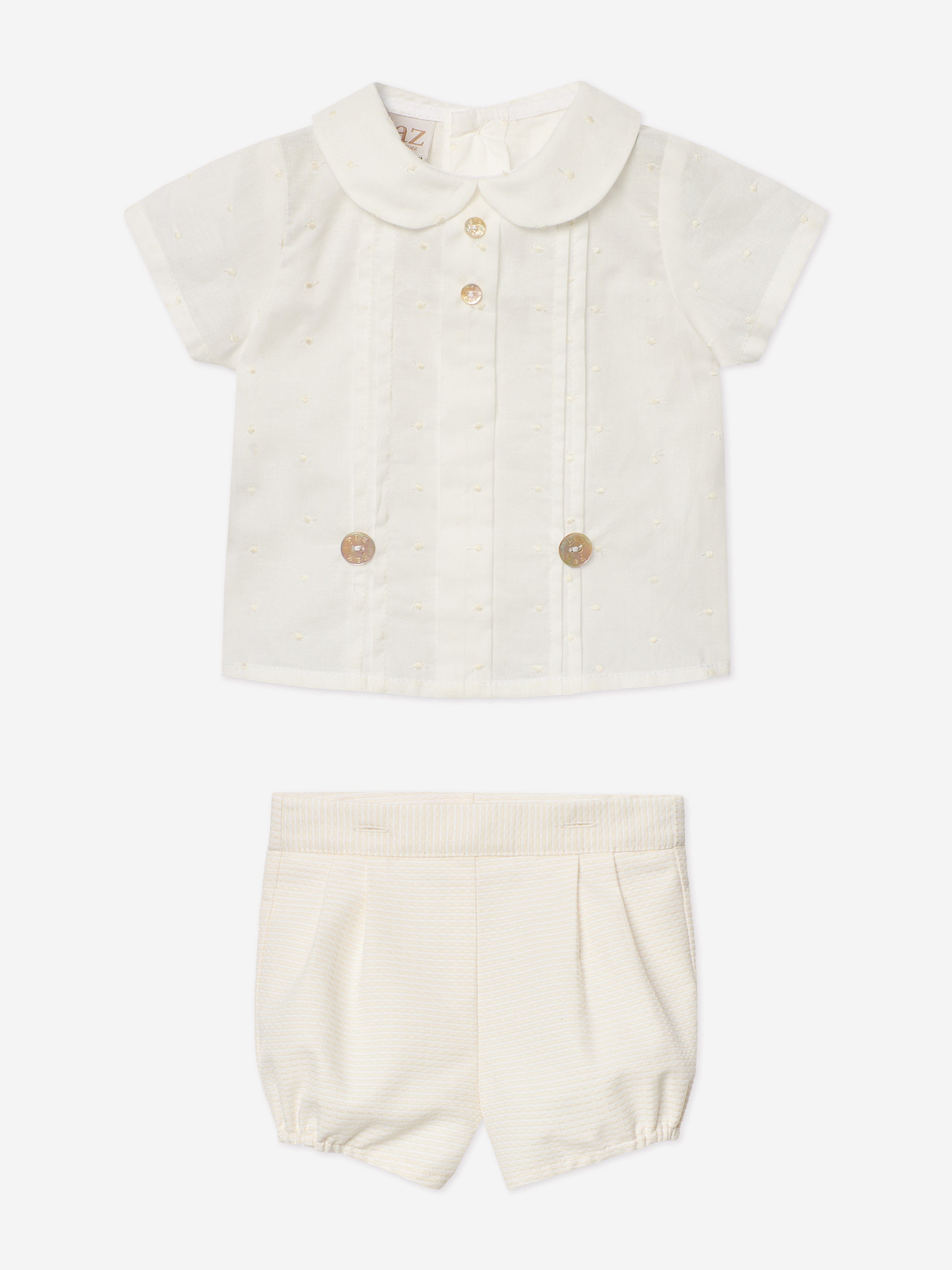 Baby Boys Short Set in Ivory - Soft Cotton Summer Outfits for Toddlers - Perfect for Playtime, Beach & Outdoor Activities