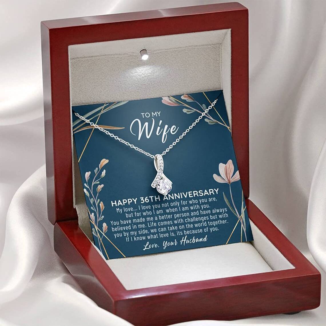 Personalized 36th Wedding Anniversary Necklace for Wife - Custom Handmade Jewelry Gift for Her - Birthday, Christmas Present - Perfect for Romantic Occasions & Special Celebrations