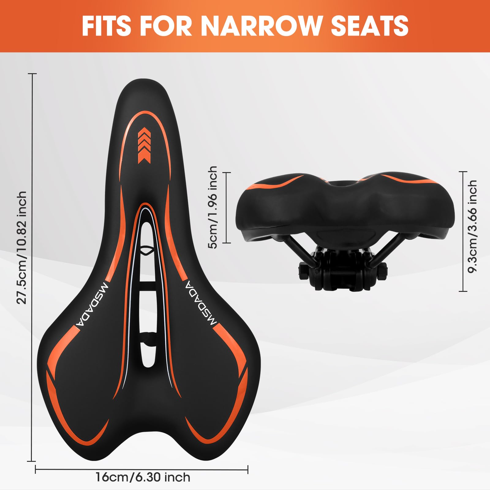 MSDADA Gel Bike Seat - Ultra Comfortable Mountain Bike Saddle with Soft Cushion for Men & Women - Waterproof Bicycle Seat for Road, City & Exercise Bikes - Perfect for Long Rides, Commuting & Indoor Cycling Workouts