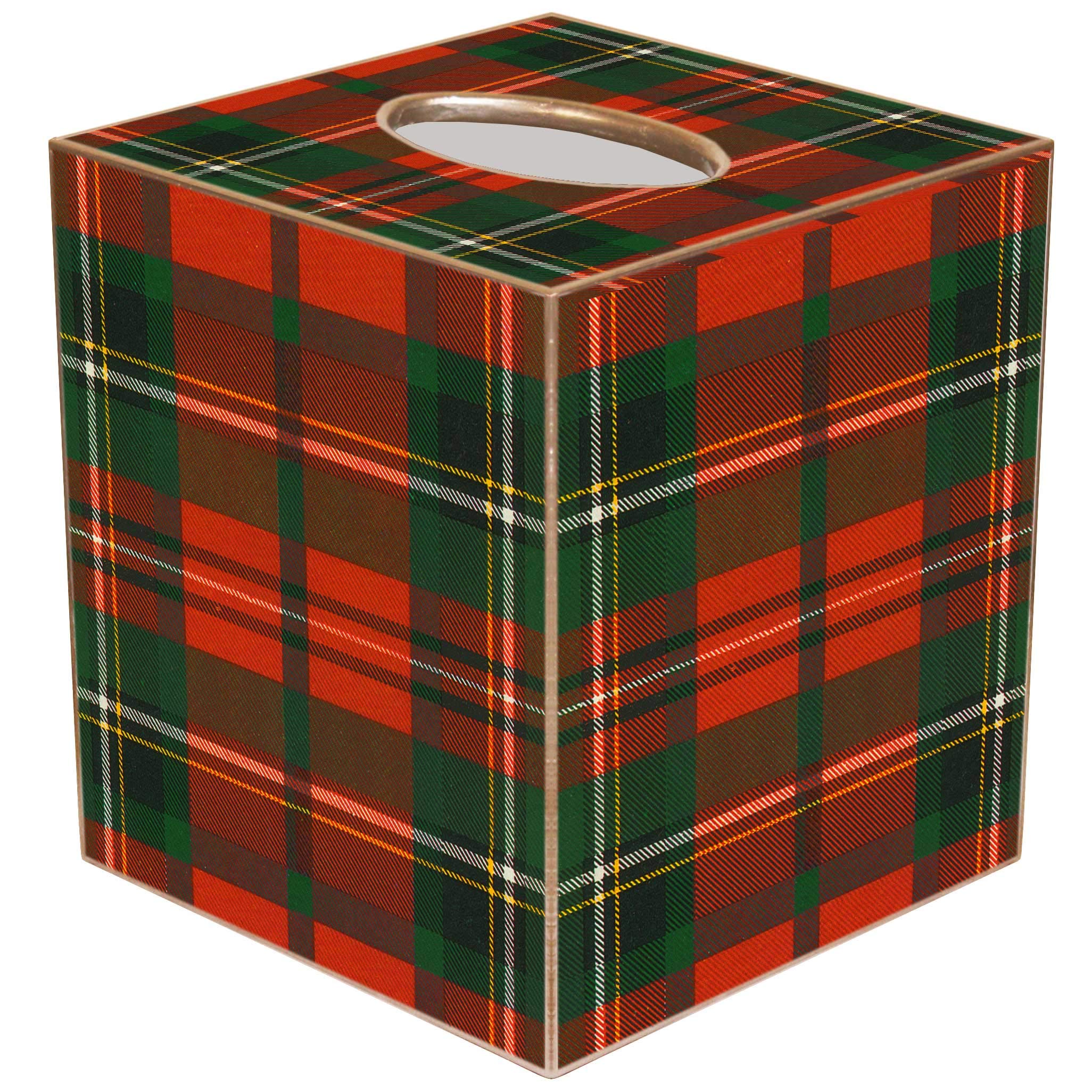 Marye-Kelley Christmas Plaid Tissue Box Cover - Holiday Decorative Tissue Box Holder for Home, Office, Party Decor (TB1243) - Perfect for Christmas, Winter, and Festive Season Decorations