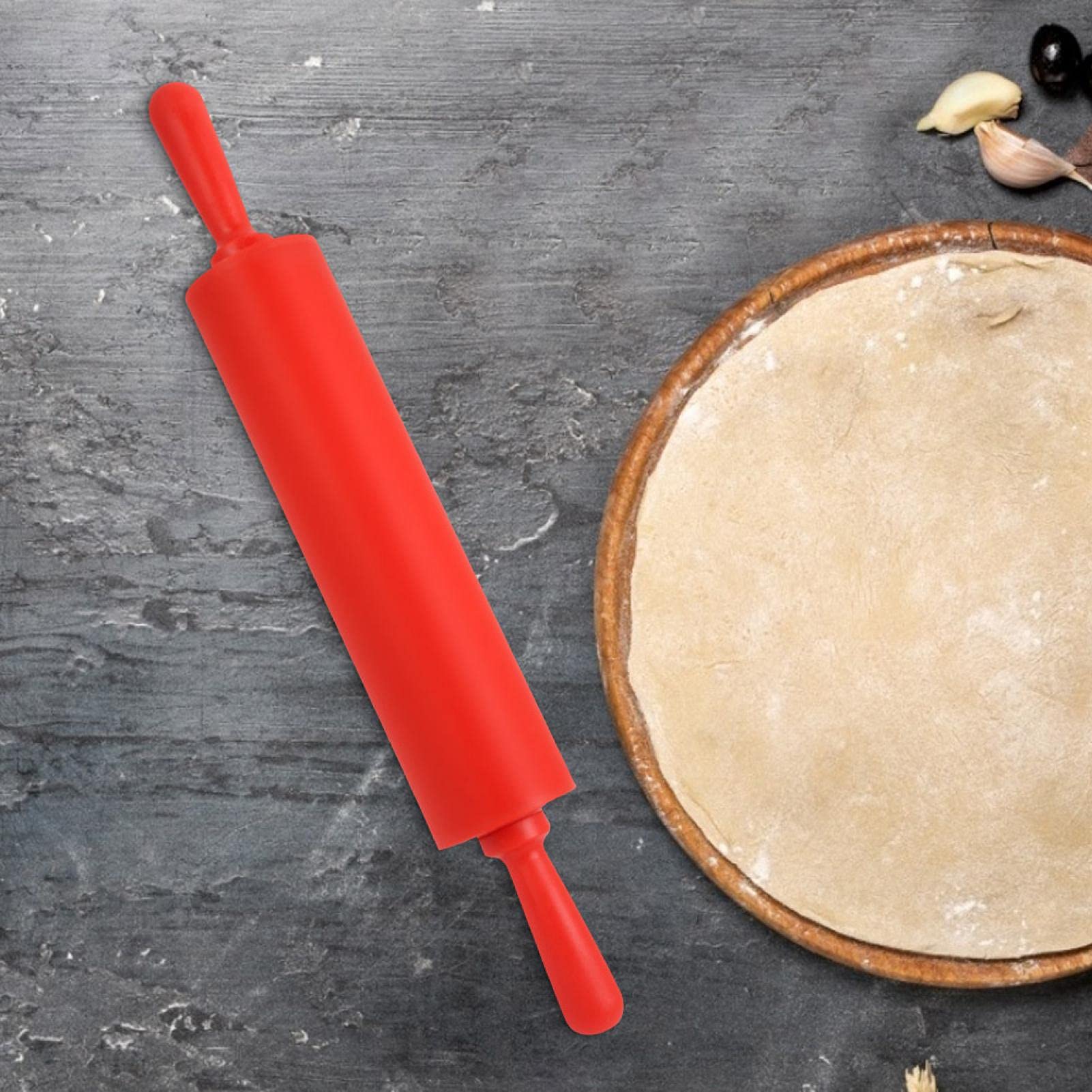 Stainless Steel Dough Rolling Pin for Homemade Bread, Biscuits, Pizza & Pie Crust - Professional Pastry Baking Tool for Restaurants & Home Kitchens (Red) - Perfect for Baking, Cooking & Food Preparation