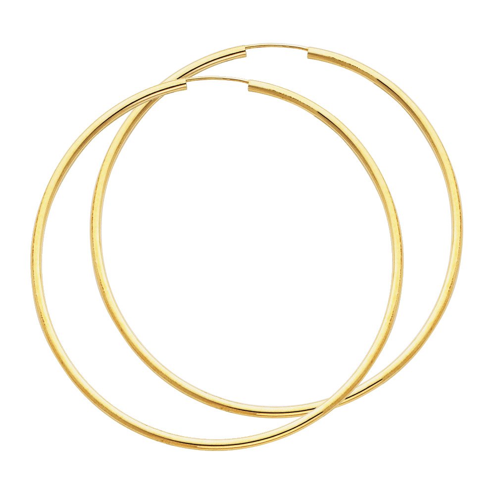 14K Yellow Gold 2mm Thin Endless Hoop Earrings for Women - 9 Size Options (14mm-30mm) | Minimalist Everyday Jewelry, Perfect for Work, Date Night & Gifts