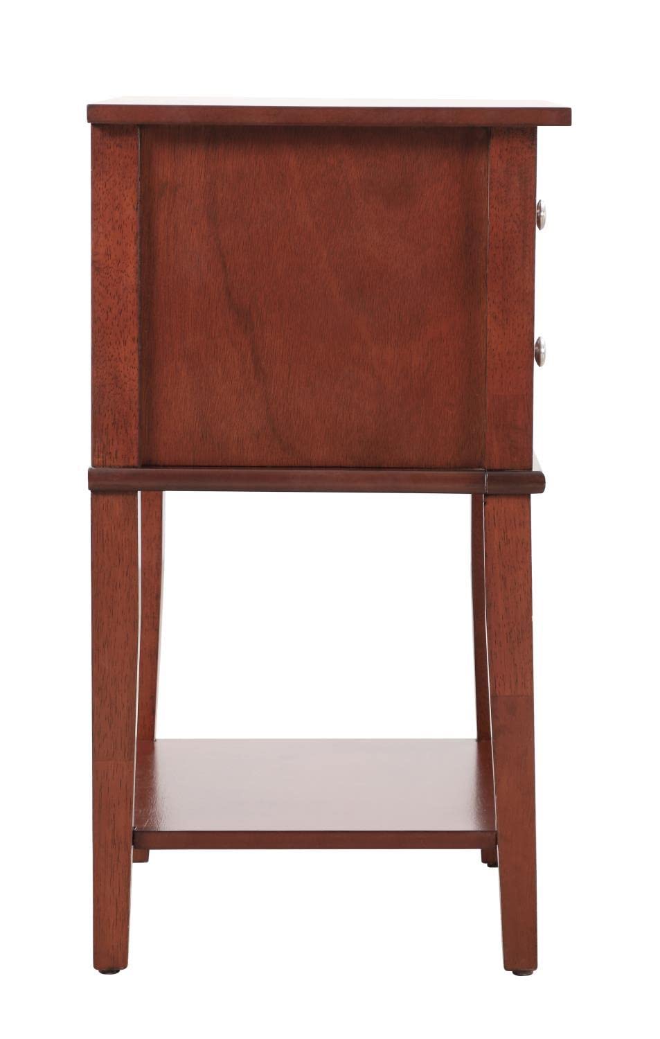 Newton 2-Drawer Cherry Wood Nightstand with Storage, Modern Bedside Table for Bedroom - Perfect for Small Spaces & Apartment Living