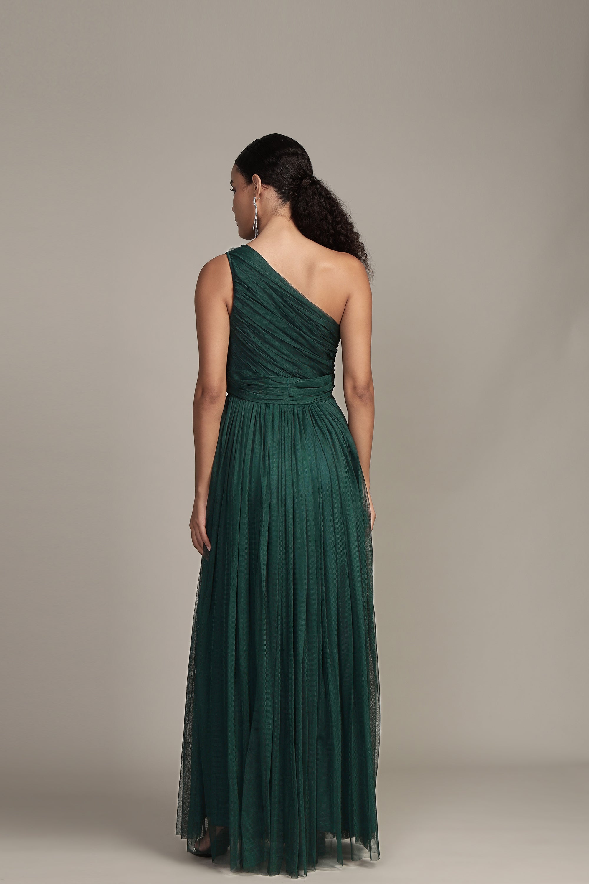 Emerald Green One Shoulder Maxi Dress for Women - Elegant Evening Gown for Parties, Weddings & Special Occasions