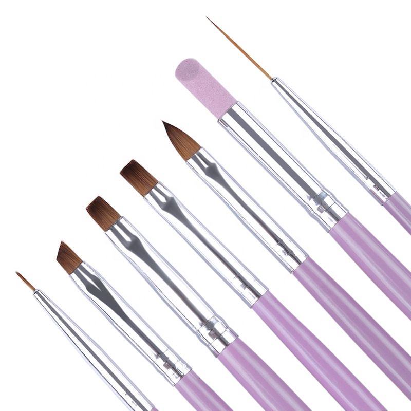 7-Piece Nail Art Brush Set for Professional Manicure & Nail Design - Lavender Purple (Perfect for DIY Nails, Salon Use, Gel Polish Application)