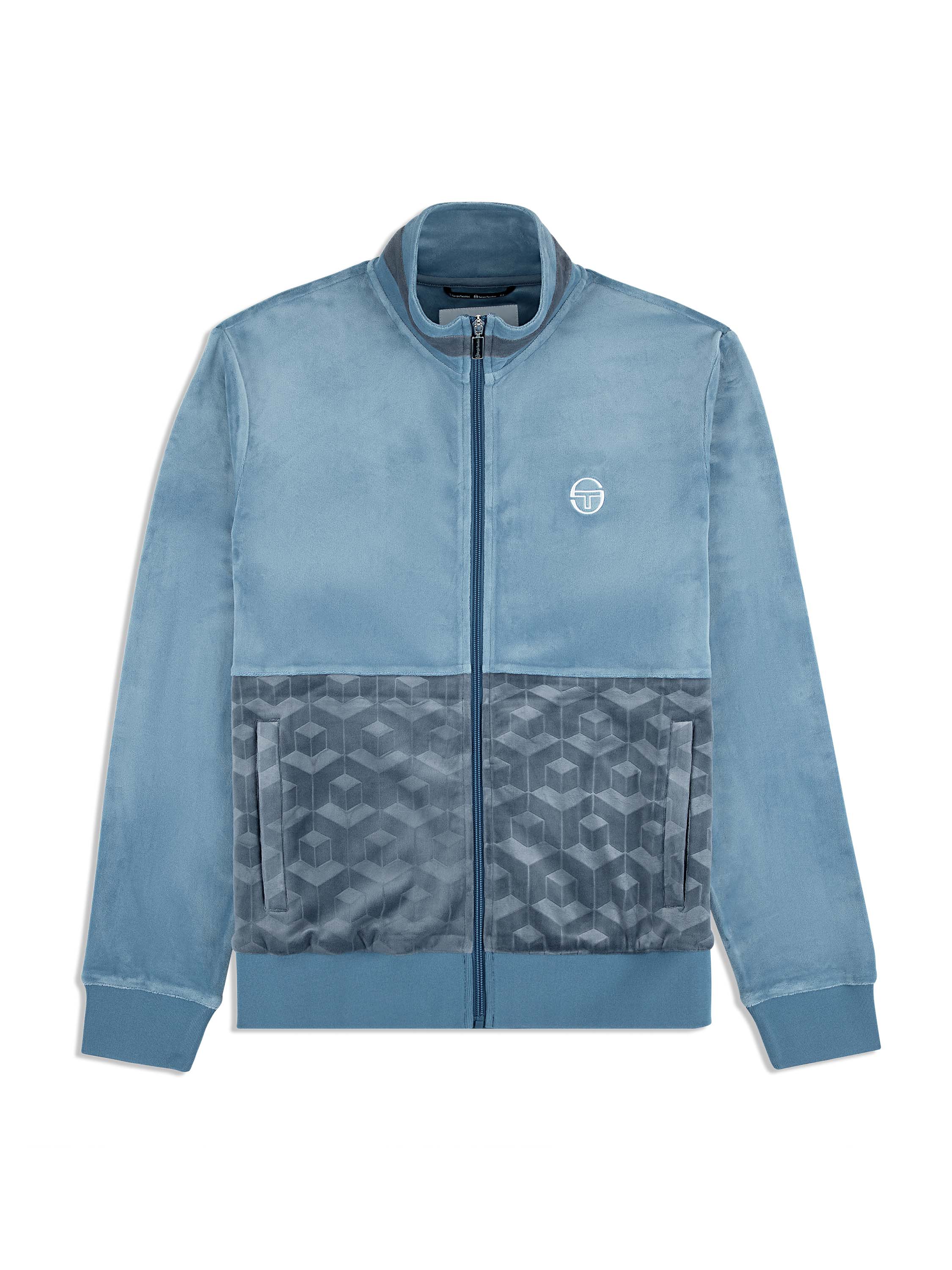Foggia Velour Debossed Track Jacket for Men & Women | Coronet Blue | Stylish Casual & Athletic Wear for Gym, Running & Everyday Outfits