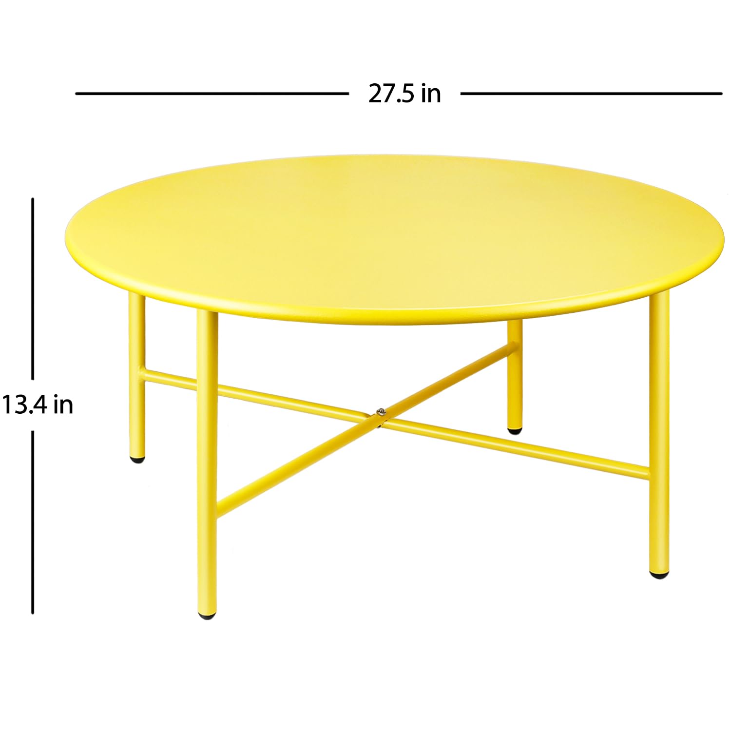 **Weather-Resistant Round Steel Patio Coffee Table - Indoor & Outdoor Use, Anti-Rust & Waterproof Large Side Table for Garden, Living Room, Bedroom, Balcony (Yellow) - Perfect for Relaxing, Entertaining & Outdoor Dining**