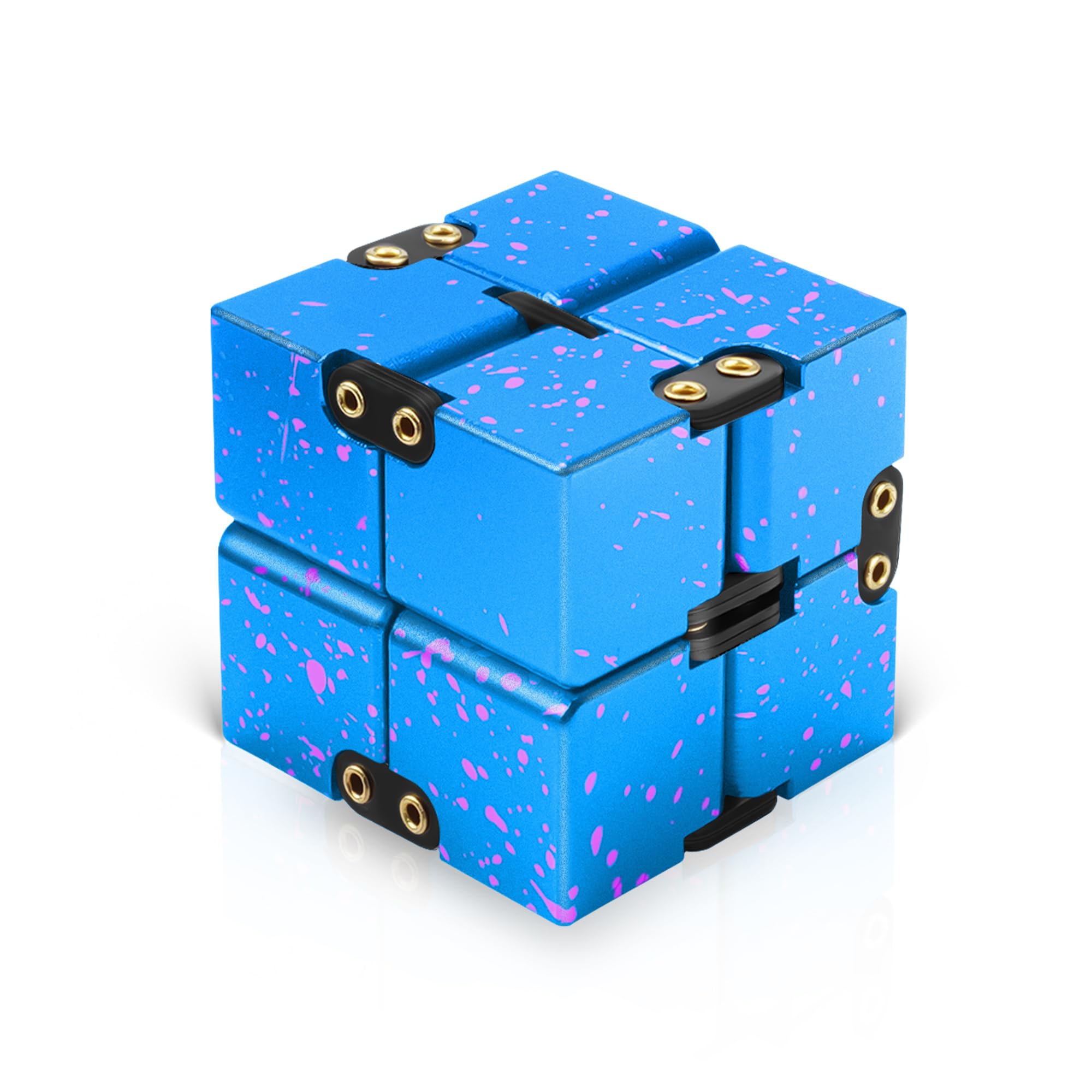 Aluminum Alloy Infinity Cube Fidget Toy - Stress Relief & Anxiety ADHD Sensory Tool for Kids & Adults | Office Desk Toy | Best Gift with Case (Blue & Pink) | Perfect for Focus, Relaxation & Classroom Use