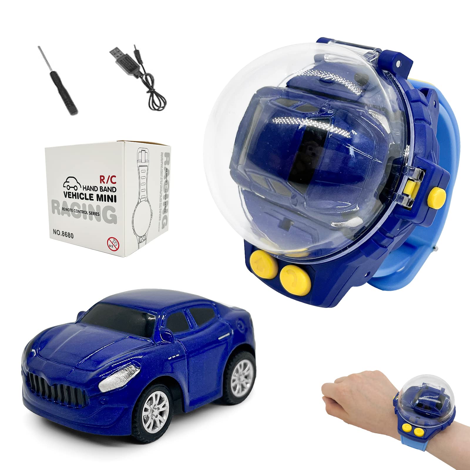 2022 New Mini Watch Remote Control Car Toy - 2.4GHz Wrist Racing Car with USB Charging, RC Small Car for Kids | TikTok Viral Watch Car Toy | Interactive Game Gift for Boys & Girls | Birthday Present, Indoor Play, STEM Learning Toy