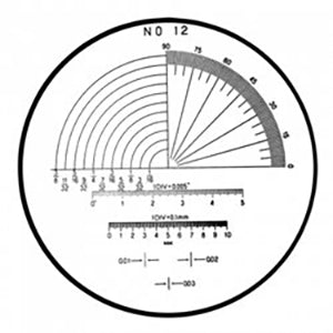 10x Magnification Reticle #12 - Precision Optical Comparator for Jewelry, Watchmaking & Engineering Measurements | High-Quality Inspection Tool