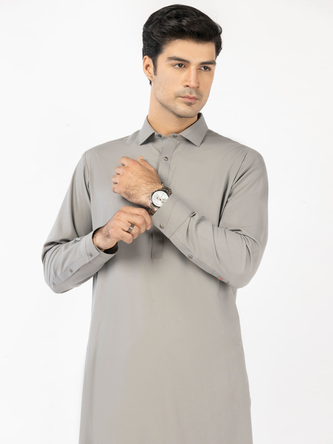 Stylish Blended Grey Shalwar Kameez by J. Junaid Jamshed - Traditional Pakistani Outfit for Men, Perfect for Weddings, Eid & Special Occasions