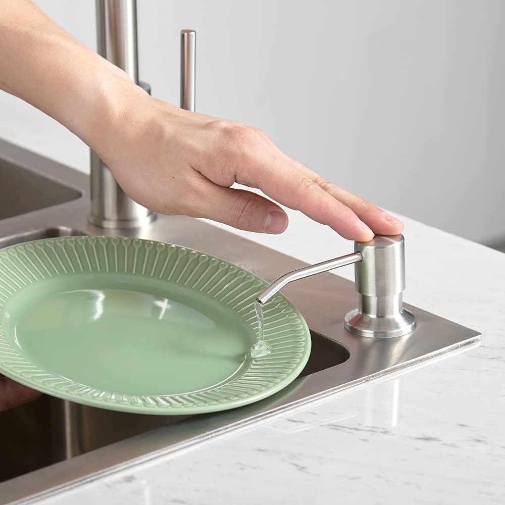 OWOFAN Pull Down Kitchen Faucet with Soap Dispenser - Brushed Nickel Finish | Modern Touchless Water-Saving Design for Home & Restaurant Use