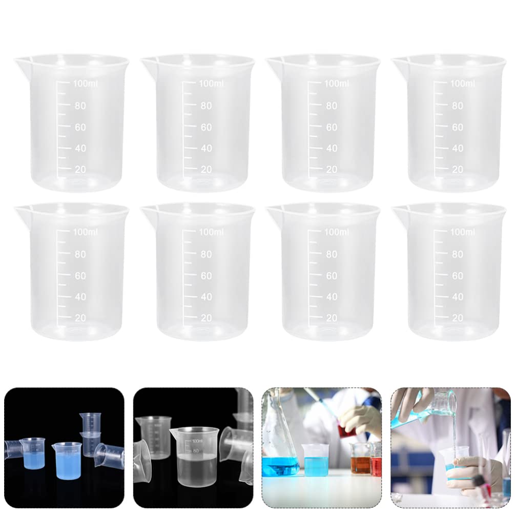 10-Piece Plastic Measuring Cups Set - Transparent Graduated Beakers for Kitchen, Baking & Lab Use - Essential Measuring Tools for Cooking, Mixing & Scientific Experiments