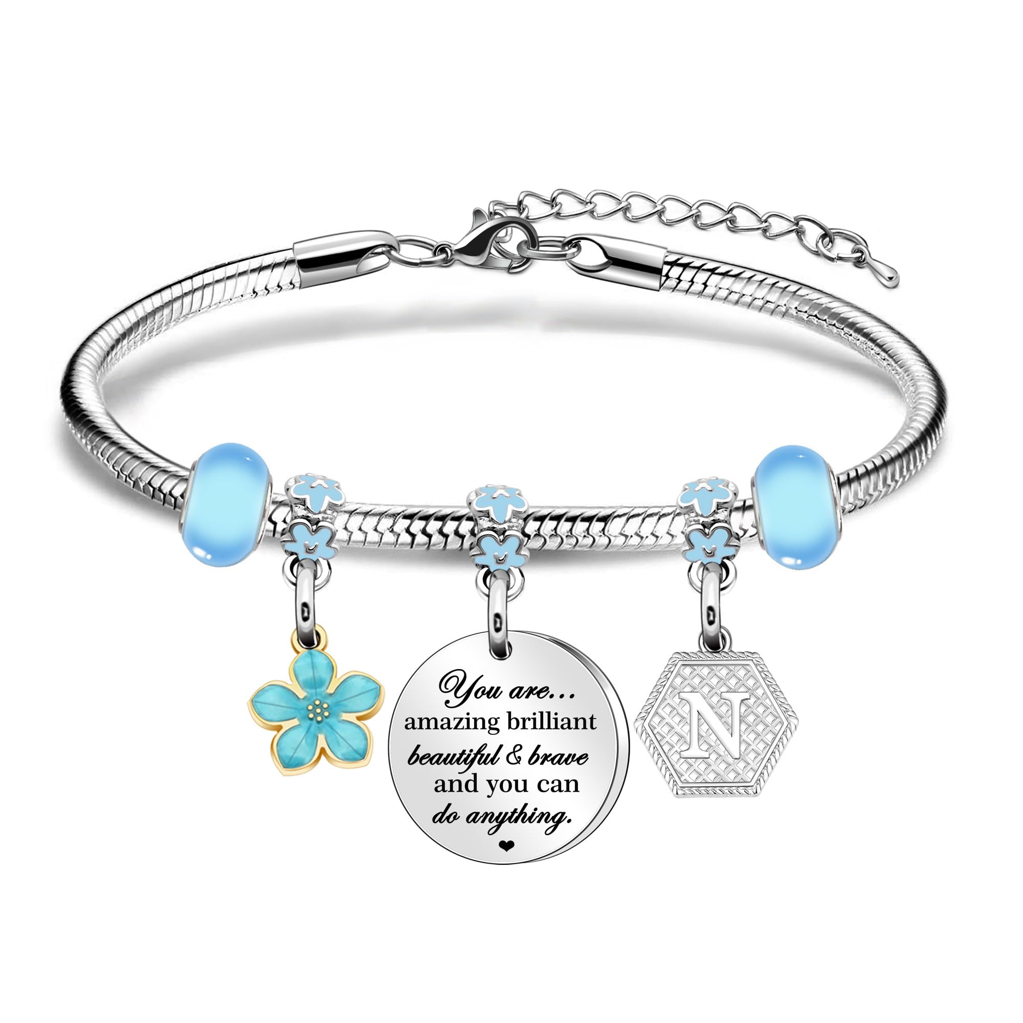 Personalized Initial Bracelet for Women - Custom Name Letter Charm Silver Bracelet, Birthday Christmas Jewelry Gift for Her, Girls, Best Friend - Perfect for Everyday Wear, Anniversary, Valentine's Day & Special Occasions