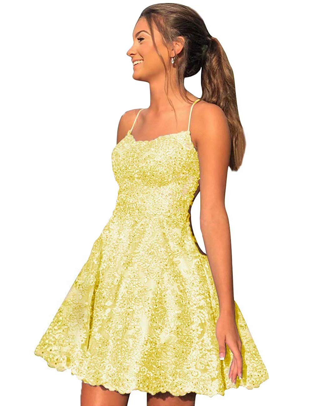 JAEDEN Short Lace Homecoming Dresses 2024 | Backless HOCO Prom Dress for Women | Perfect for School Dances, Parties & Special Occasions