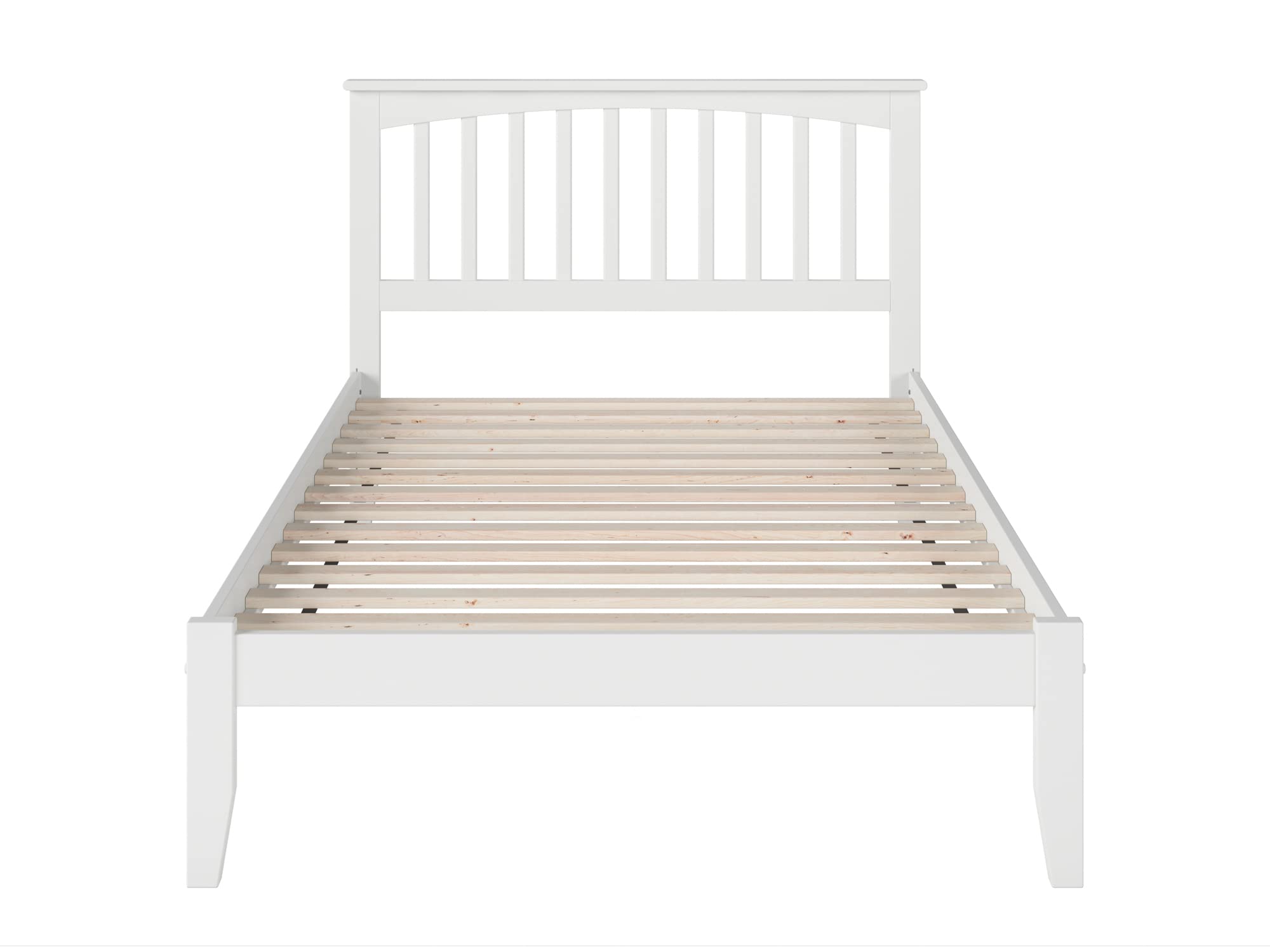AFI Mission Full Platform Bed with USB Charger - Modern White Wooden Bed Frame for Small Spaces & Apartments - Perfect for Bedrooms, Guest Rooms & Studio Living