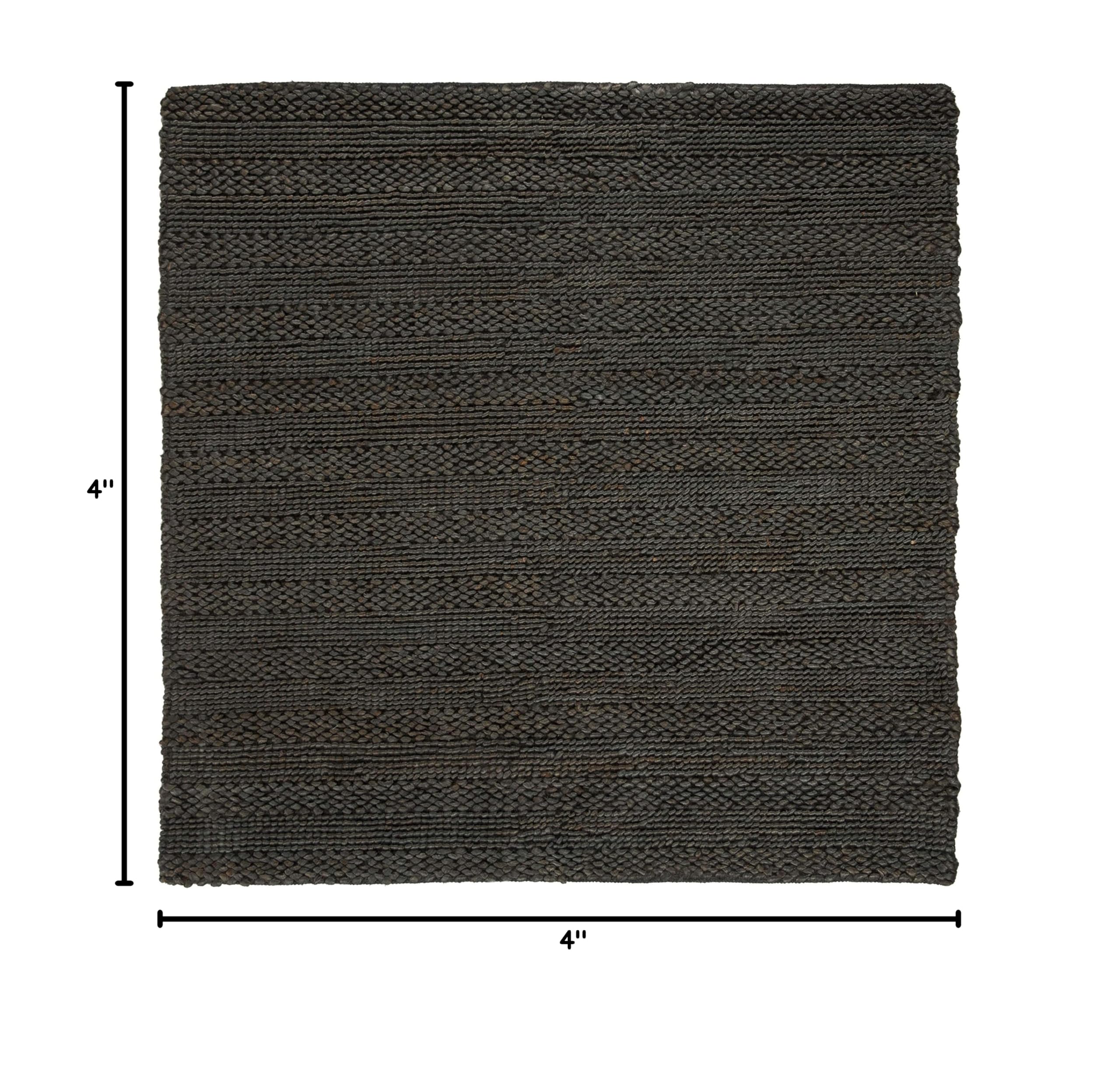 SAFAVIEH Handmade Braided Jute Area Rug 4'x4' Square - Natural Fiber Collection Charcoal NF212C - Perfect for Living Room, Bedroom & Boho Home Decor