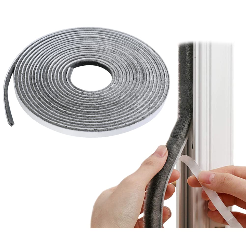 BowieMall® 10M Self-Adhesive Weather Stripping Seal - Dustproof, Soundproof & Windproof Brush Strip for Windows & Doors | Perfect for Window Frames, Sills & Bottom Gaps to Block Drafts, Noise & Dust