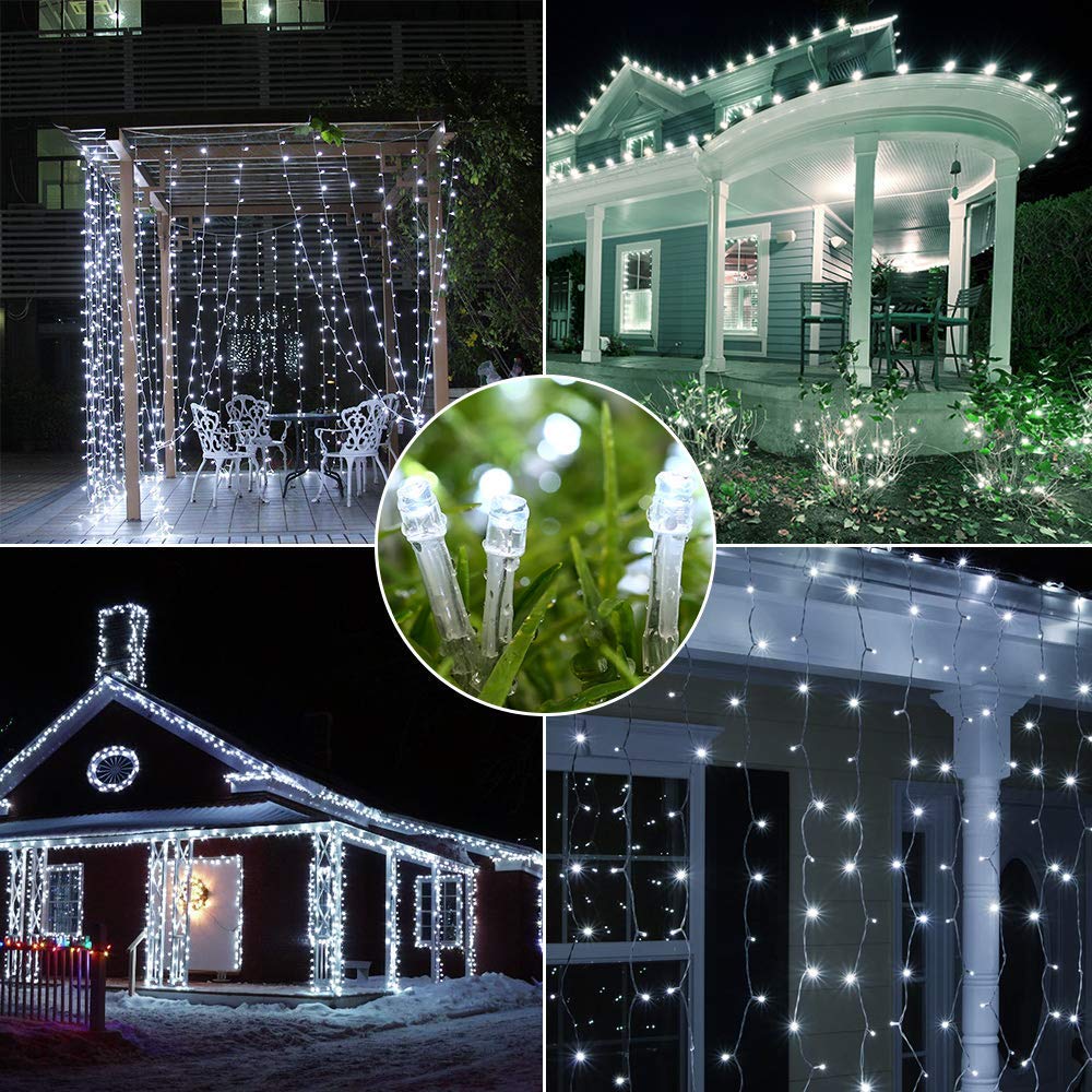 PhilzOps 100 LED Christmas Lights, 10m Indoor/Outdoor Waterproof String Lights with 8 Lighting Modes - Cool White Decorative Lights for Christmas Tree, Home, Party, Wedding & Birthday Decorations | Perfect for Holiday, Garden, Patio and Festive Celebrations