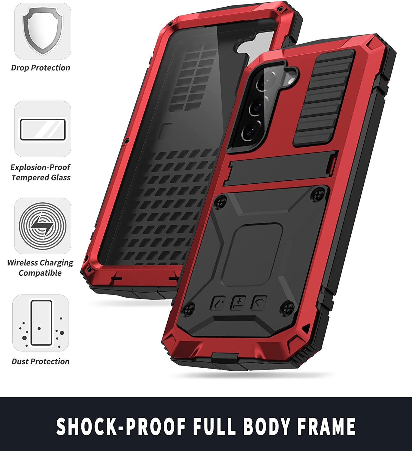 Samsung Galaxy S23 Ultra Rugged Aluminum Metal Case with Gorilla Glass Protection - Shockproof & Military Grade for Outdoor, Travel & Daily Use