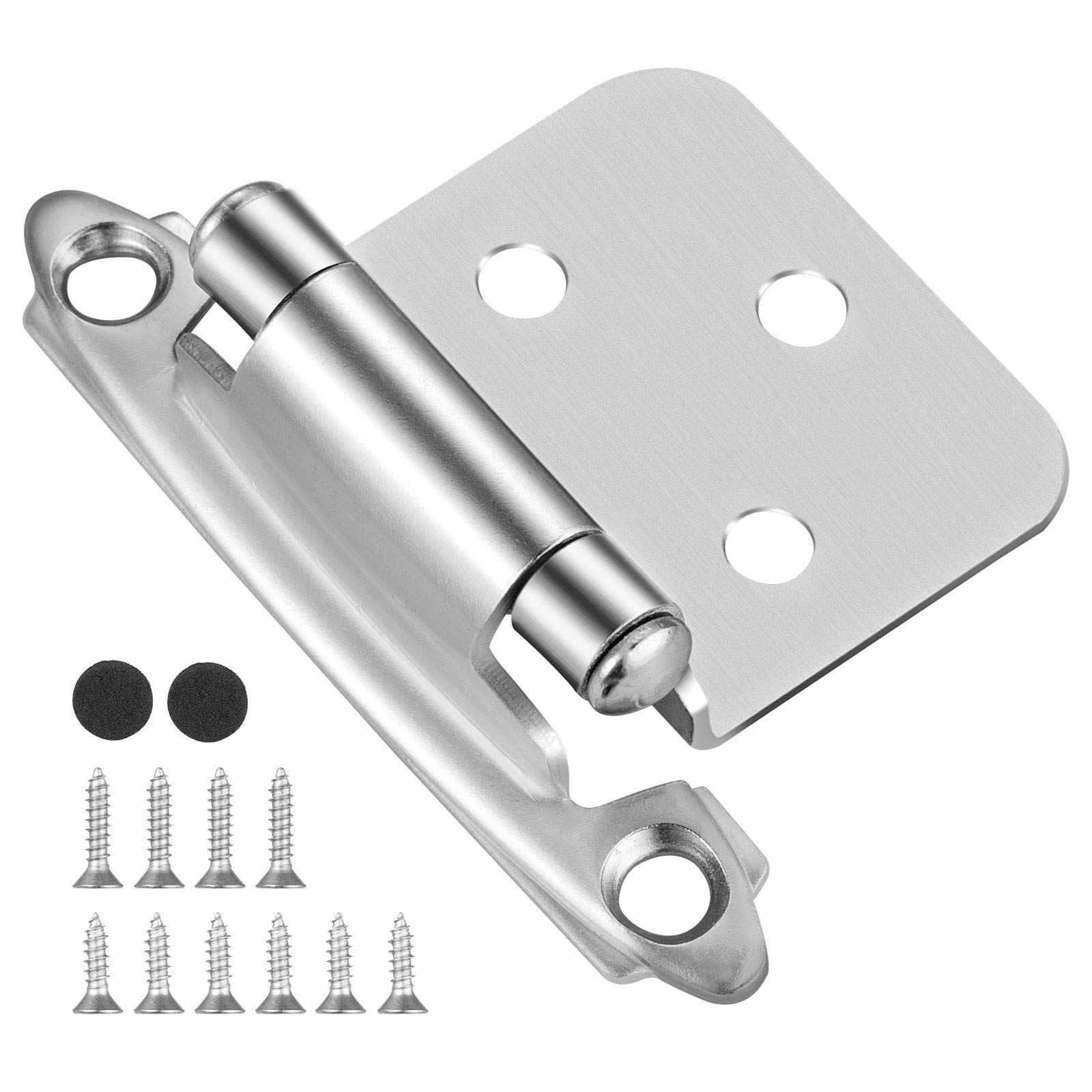 10 Pairs Satin Nickel Self-Closing Cabinet Hinges 2-1/8