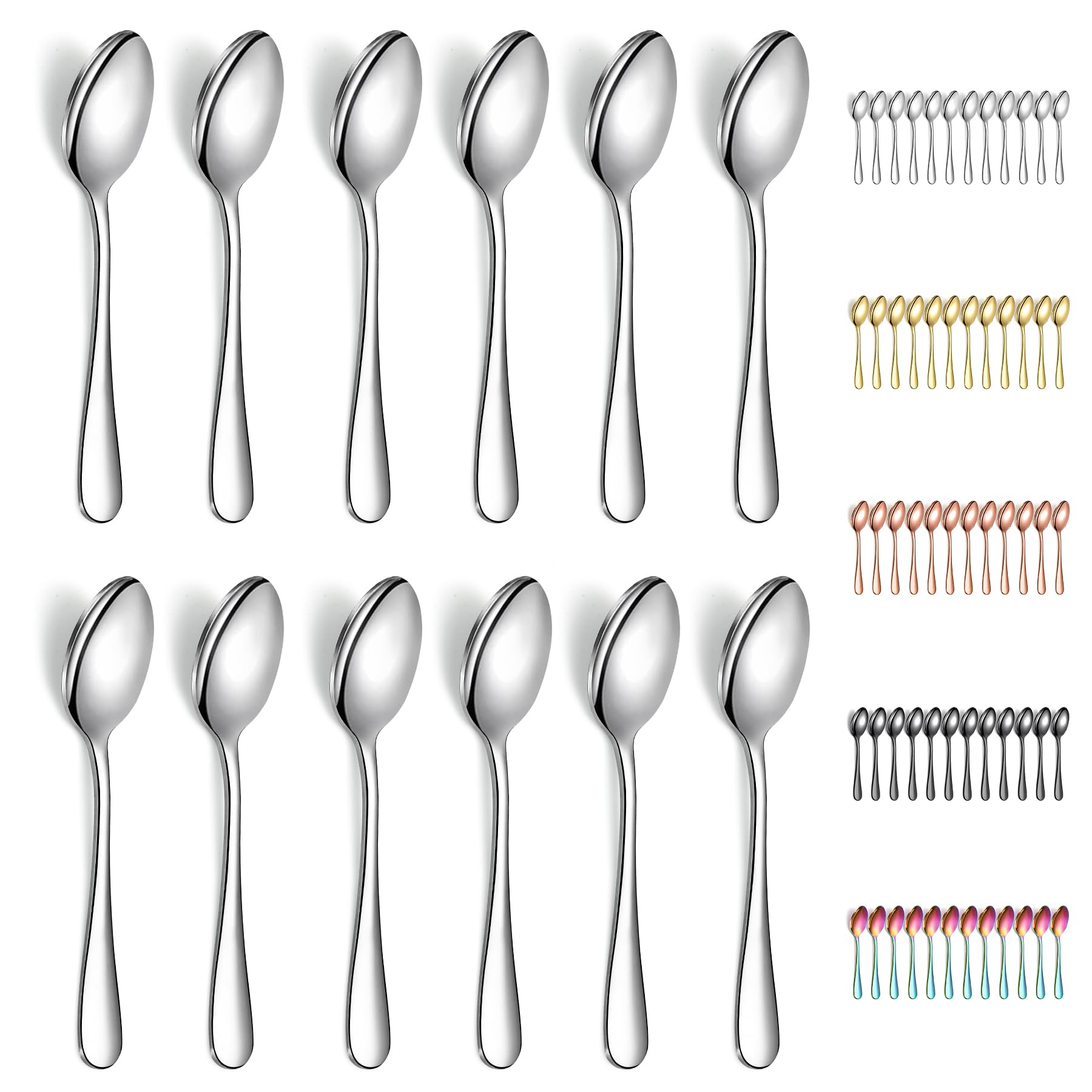 Evanda 12-Piece Stainless Steel Teaspoons Set - 14cm Elegant Tea Spoons for Coffee, Dessert, Salad & Cake - Dishwasher Safe Cutlery - Perfect for Tea Parties, Coffee Breaks & Fine Dining