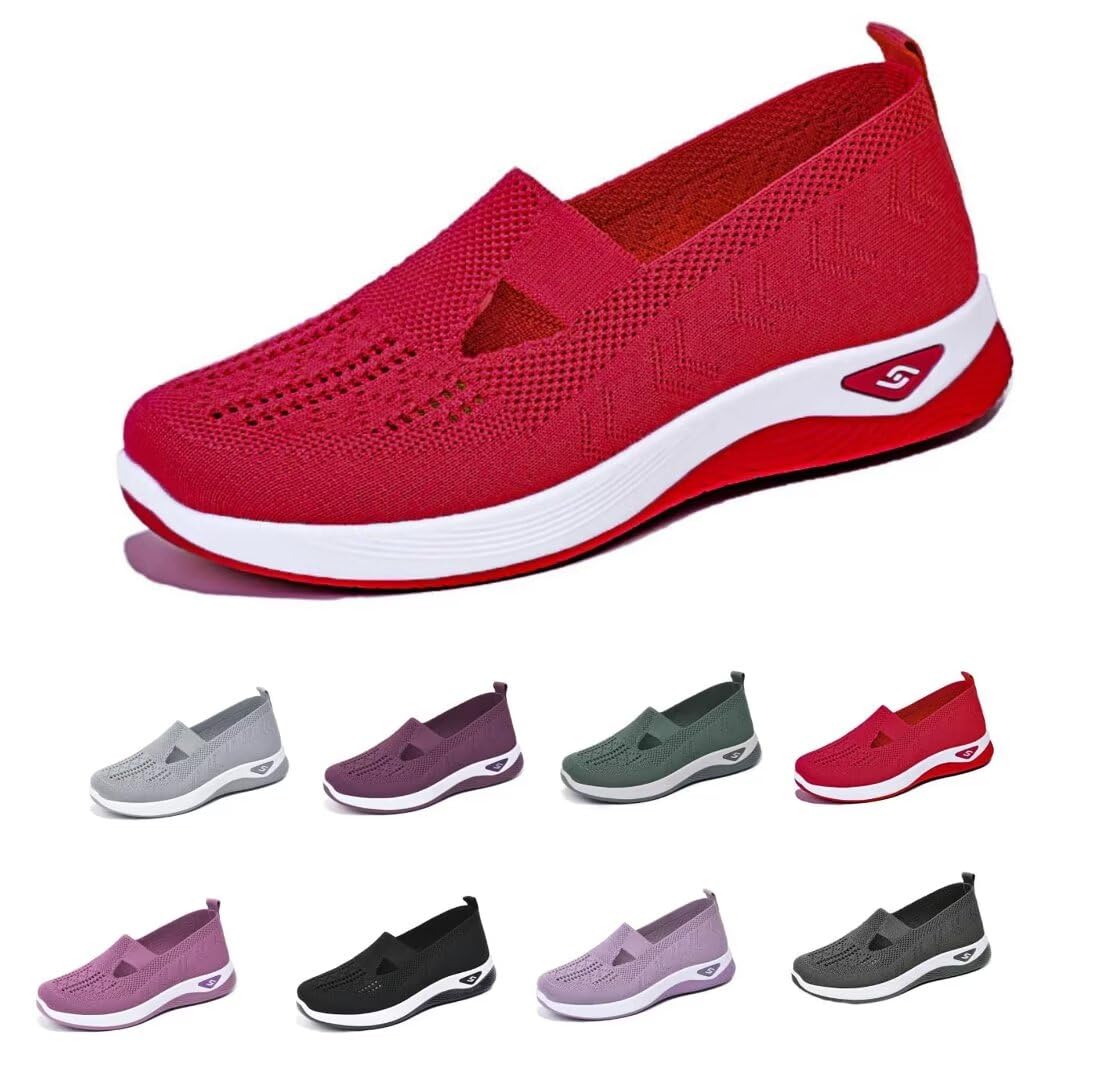 **Women's Orthopedic Sneakers - Breathable Woven Walking Shoes with Arch Support & Air Cushion Foam Sole for Hiking, Comfort & Pain Relief - Perfect for Daily Wear, Travel & Outdoor Activities**