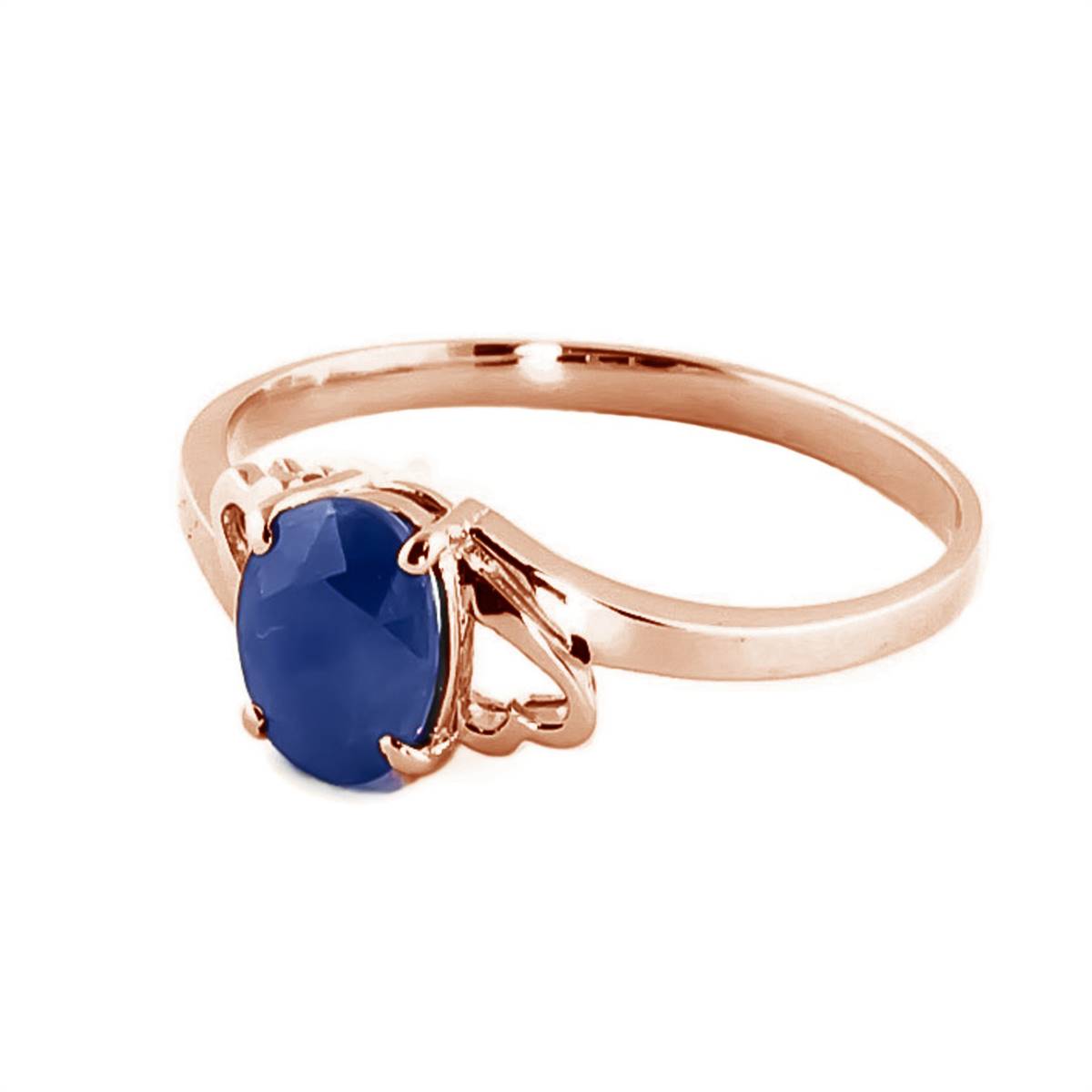 1 Carat 14K Solid Rose Gold Rings with Natural Sapphire Gemstone - Elegant Engagement, Wedding & Anniversary Jewelry Gift for Women