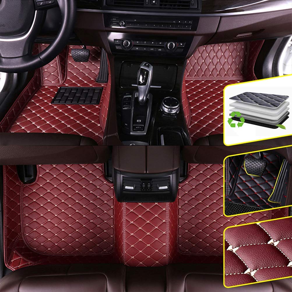 Custom Car Floor Mats for BMW M3 E30 1995-2008 - Waterproof Non-Slip Leather Carpets - Automotive Interior Accessories - 1 Set Wine Red - Perfect for Daily Driving & Car Shows
