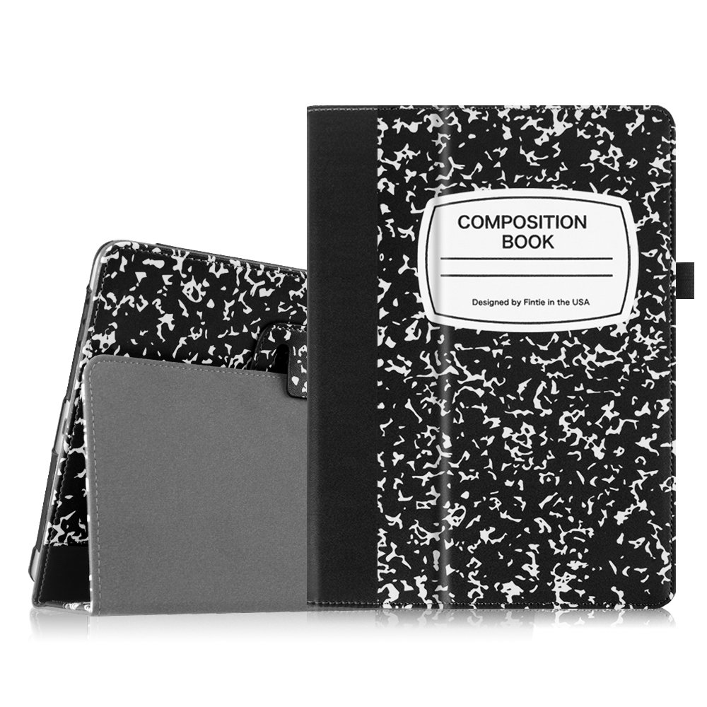 Fintie Premium Vegan Leather Folio Case for iPad Air 2 - Slim Fit Smart Stand Cover with Auto Sleep/Wake | Protective Composition Book Black Design | Perfect for Work, Study & Travel